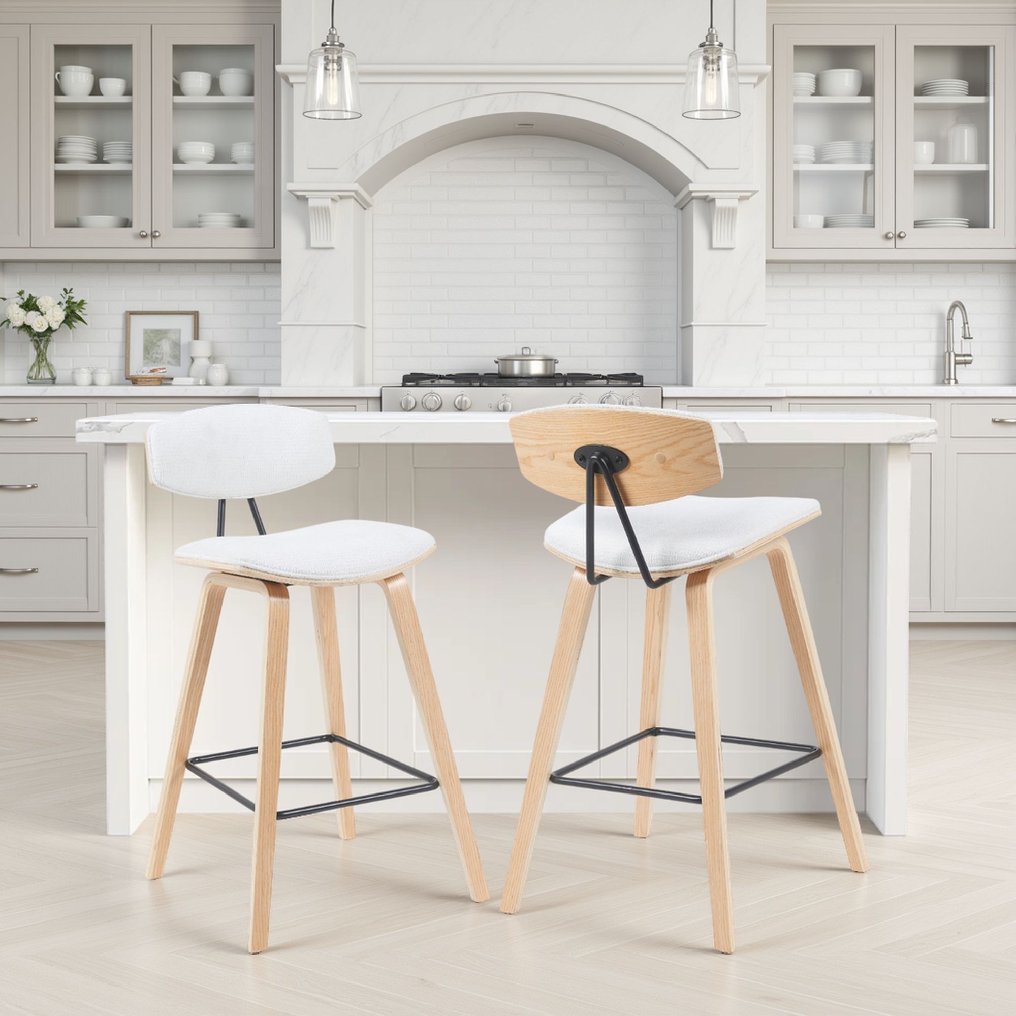 Fox - Swivel Counter Height Stool - Light Brown