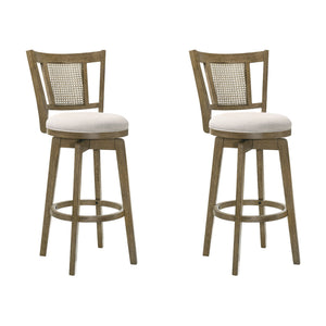 Isla - 30" Putty Brown Bar Height Rubberwood Swivel Barstool