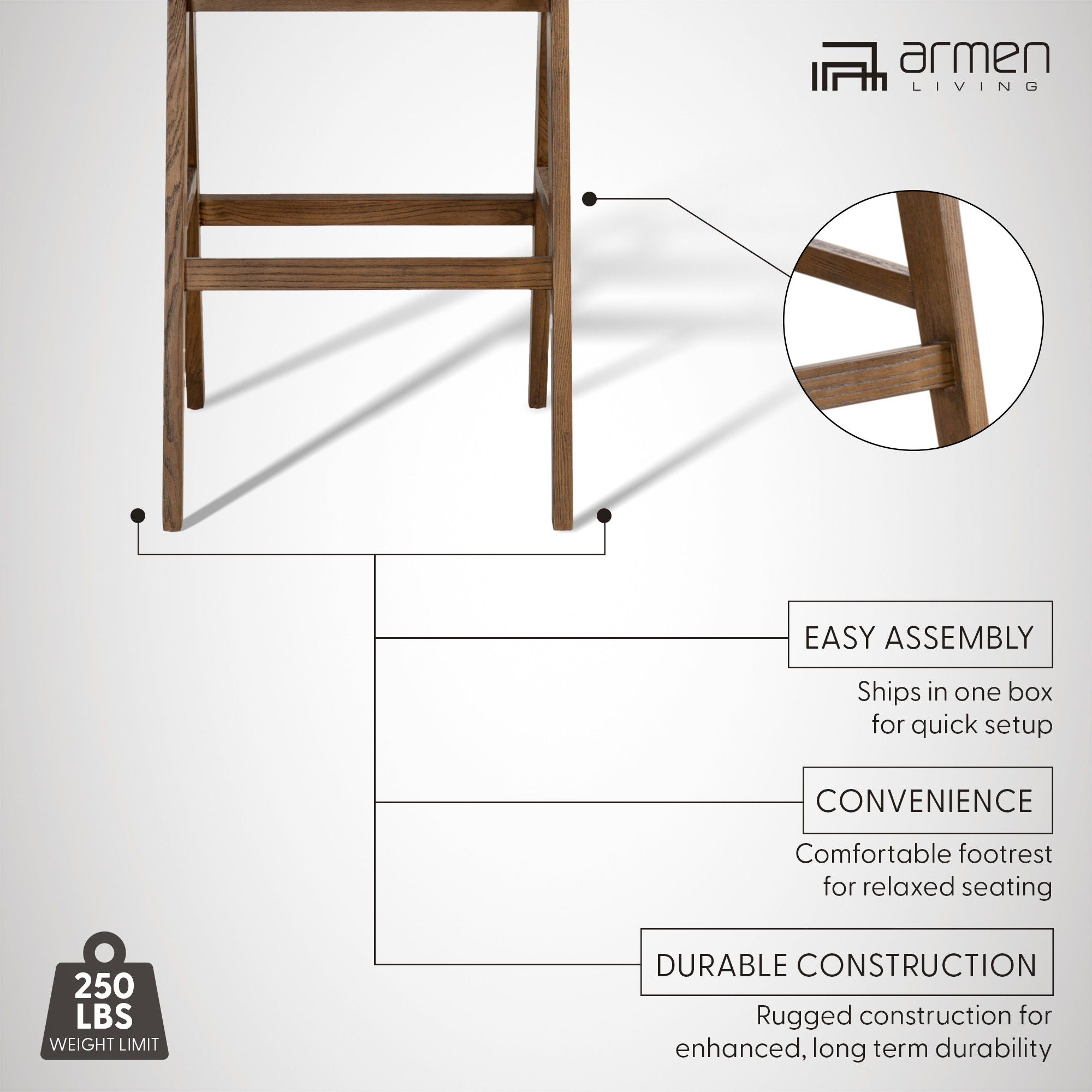 Harley - Nutmeg Brown Solid Wood And Rattan Upholstered 26" Counter Height Barstool