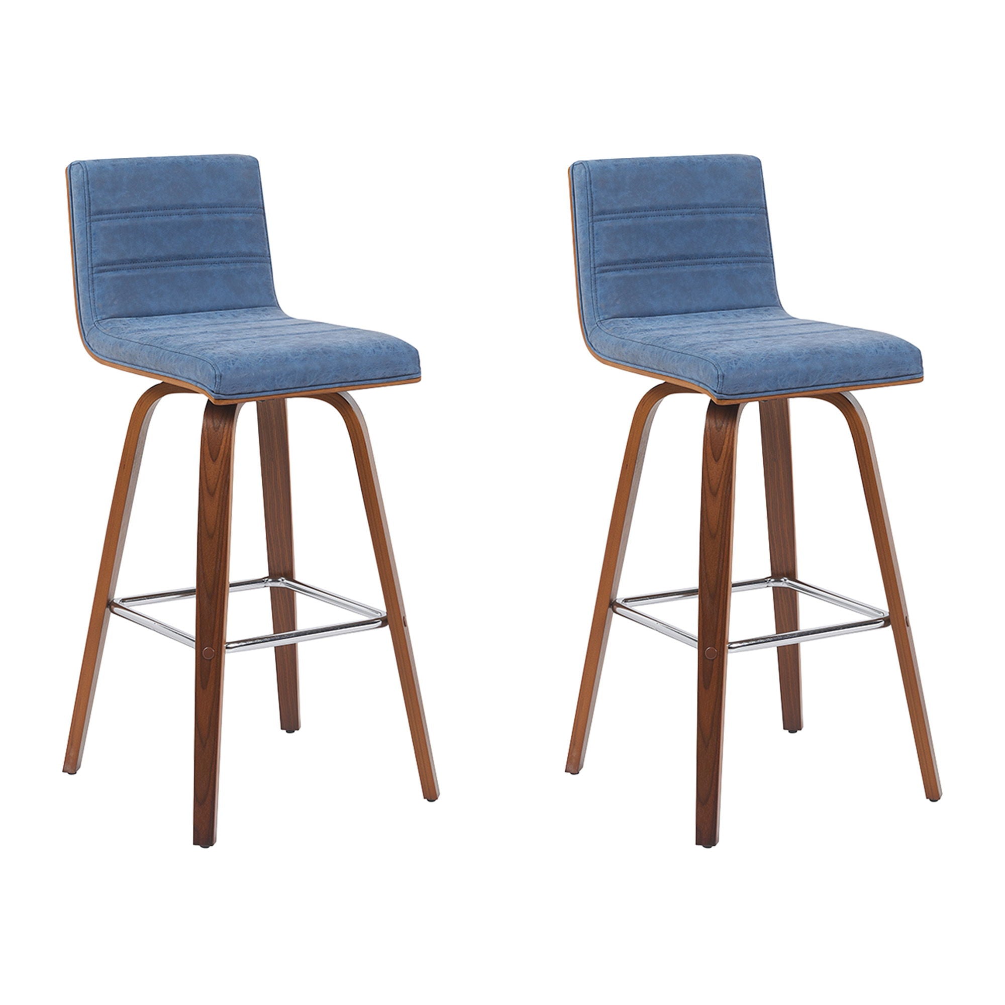 Vienna - Modern Swivel Bar Height Stool - Walnut Finished Wood Frame