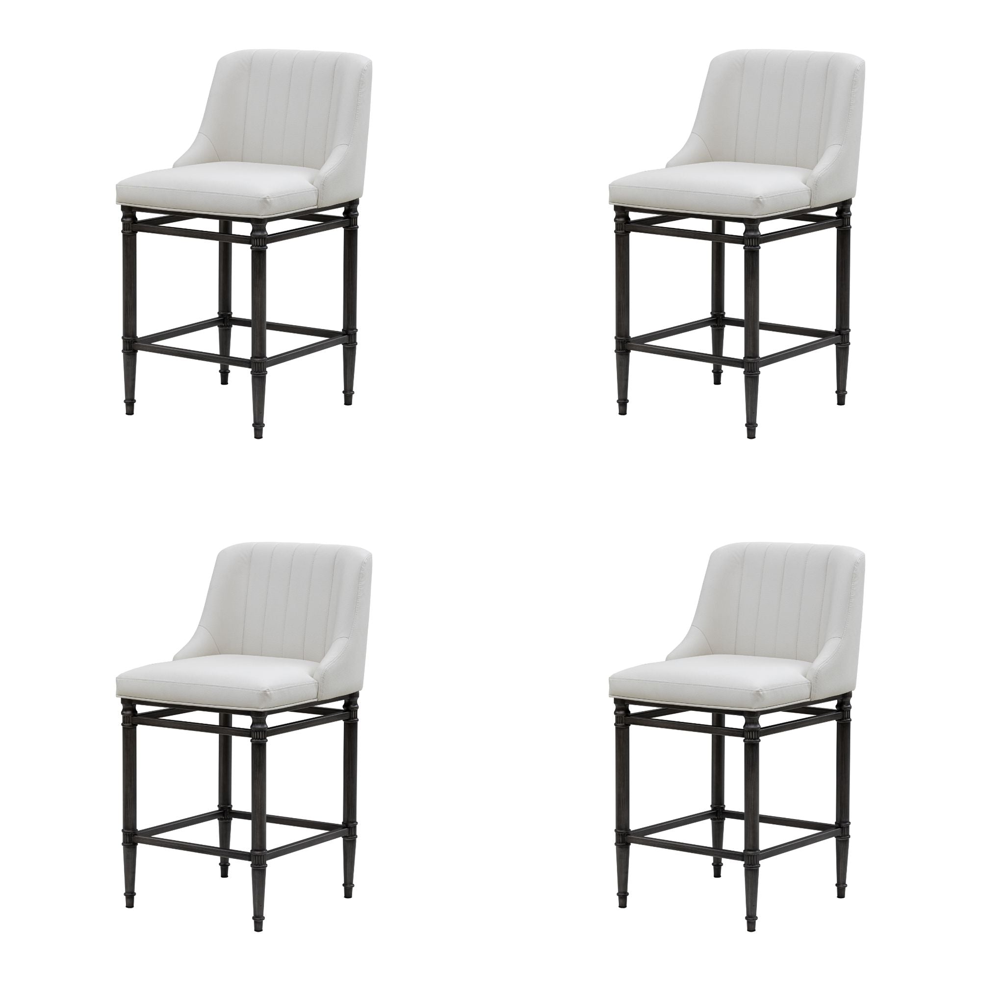 Marvin - Steel Frame Faux Leather Upholstered Counter Height Barstool