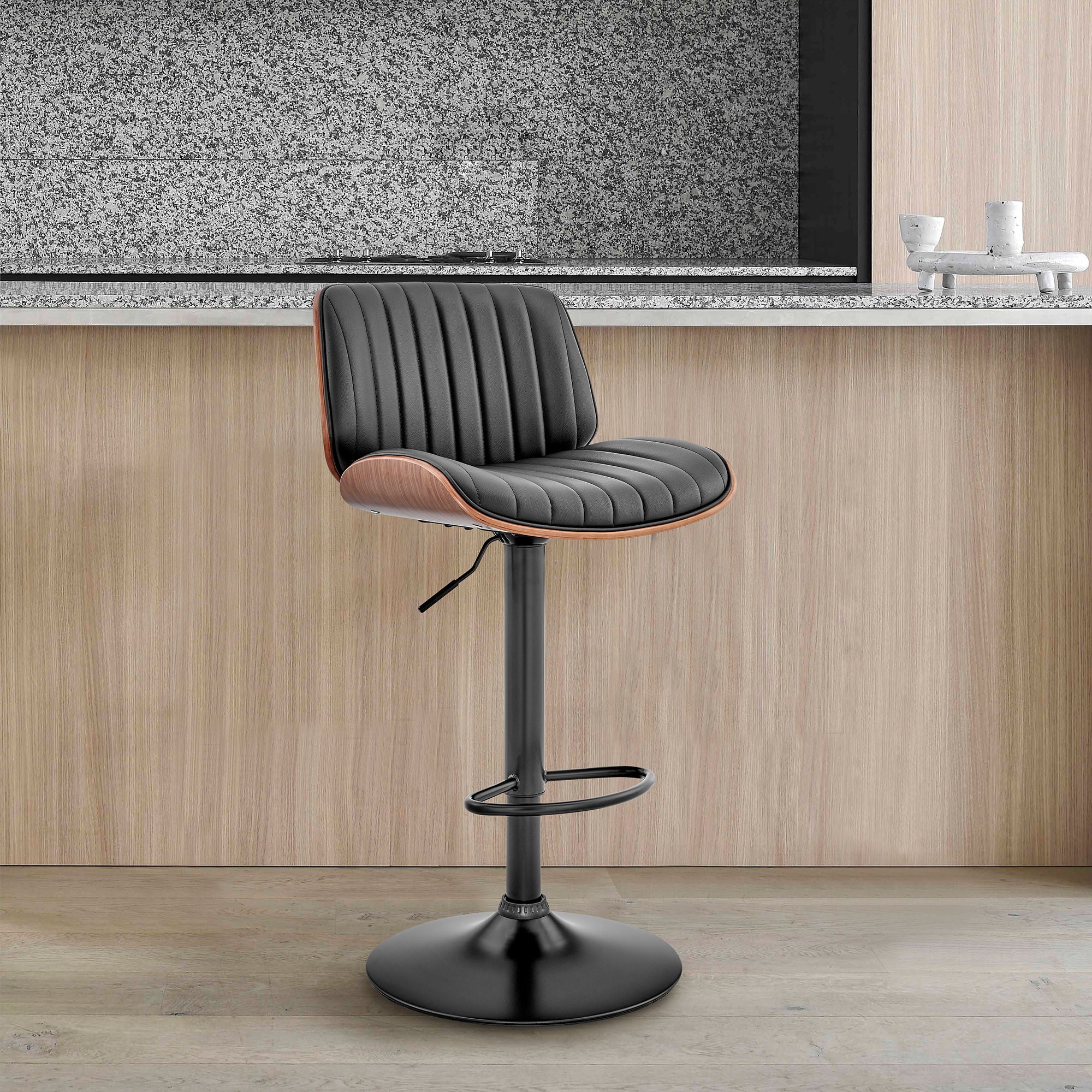 Brock - Adjustable Bar Stool With Black Base