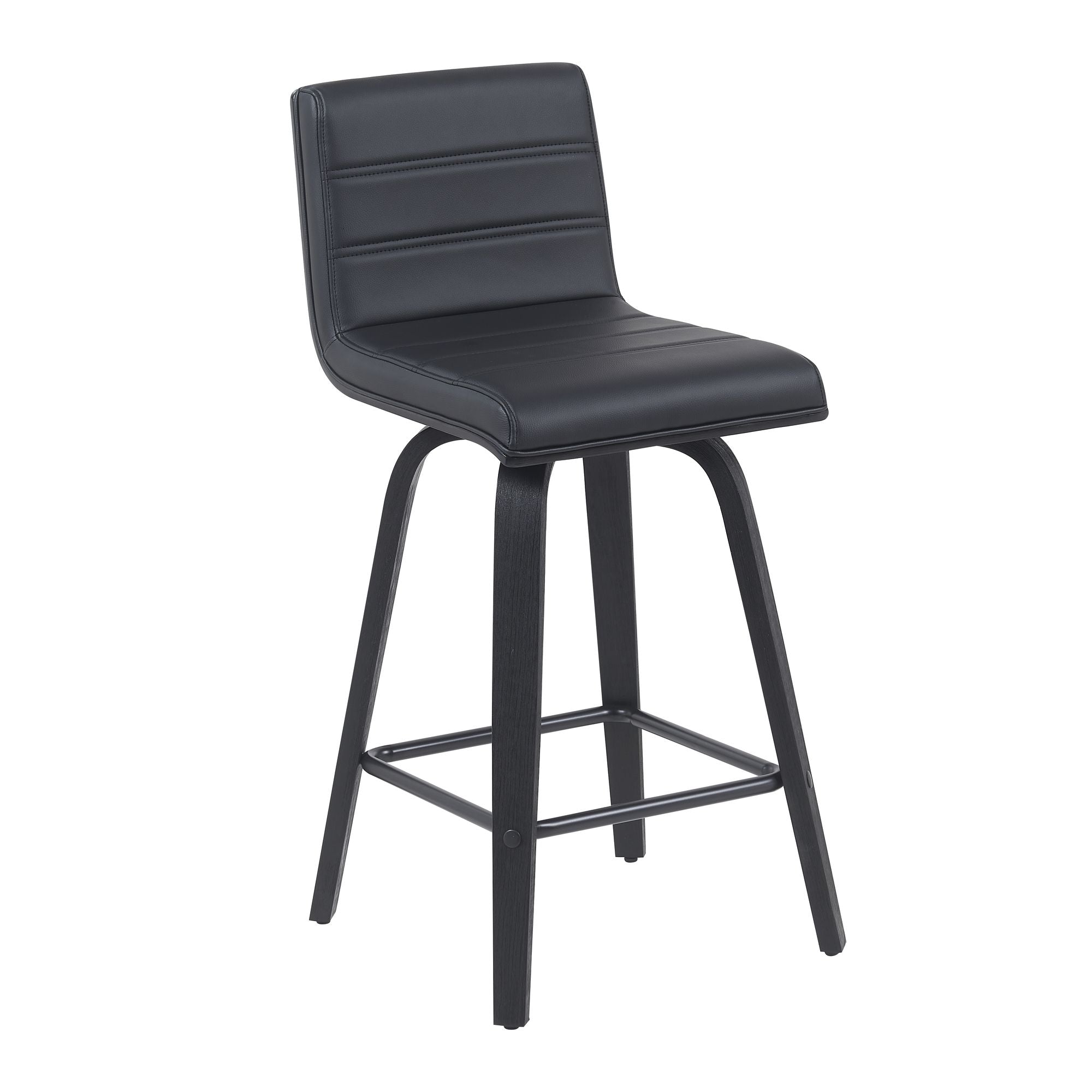 Vienna - Modern Counter Height Swivel Bar Stool - Black Brushed Wood Frame