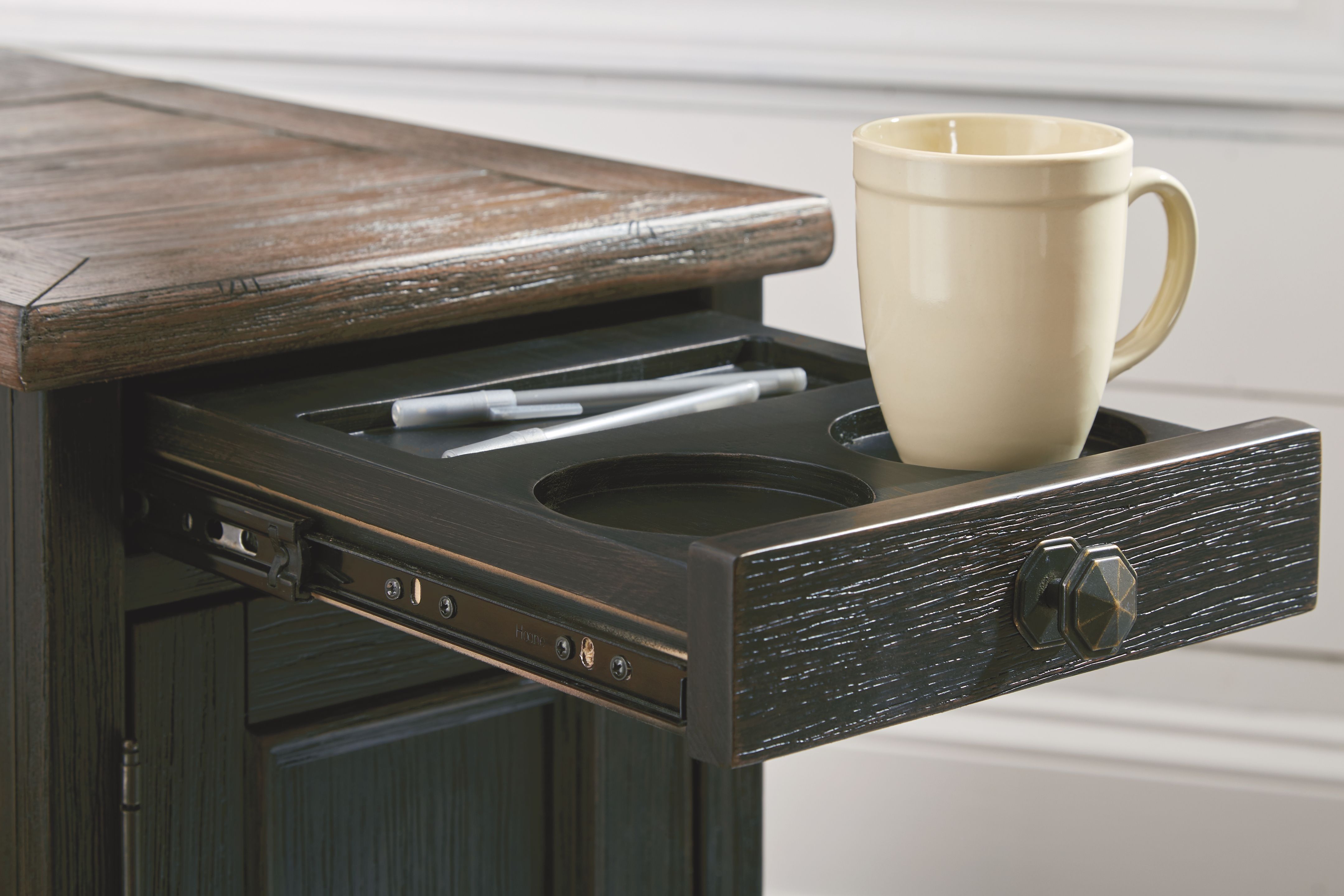 Tyler Creek - Chair Side End Table - Grayish Brown / Black