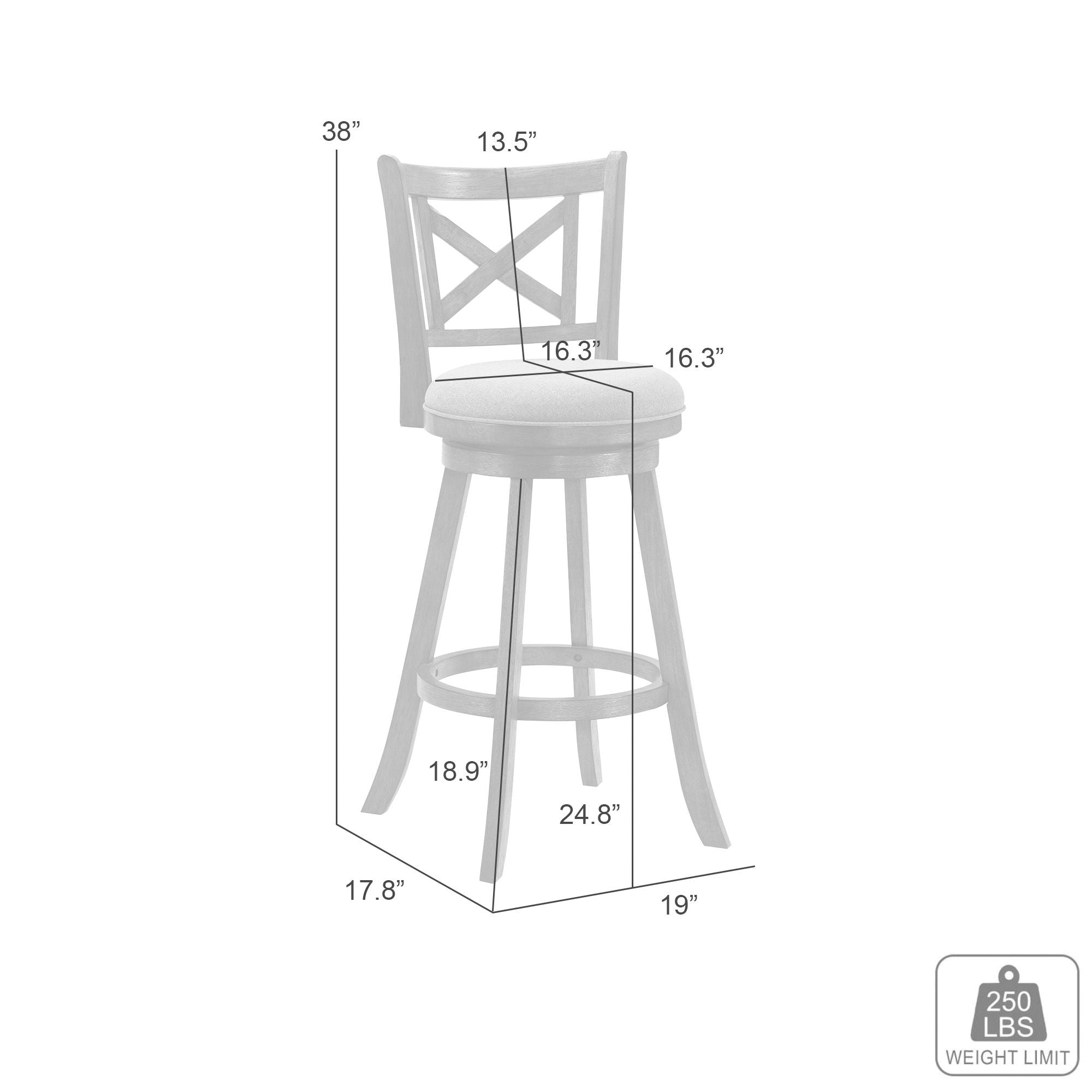 Kodi - Modern Farmhouse Swivel Wood Counter Height Kitchen Bar Stool