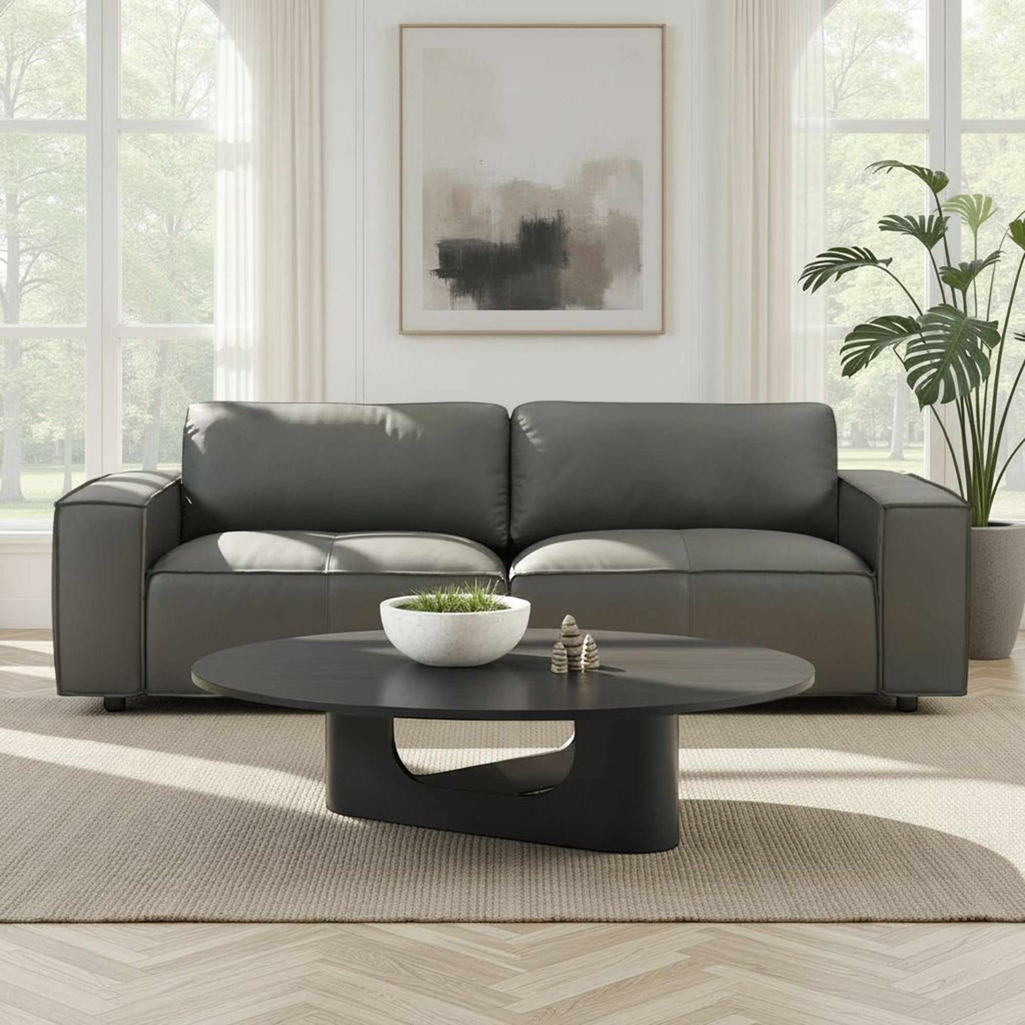 Clayton - Leather Sofa With Track Arms