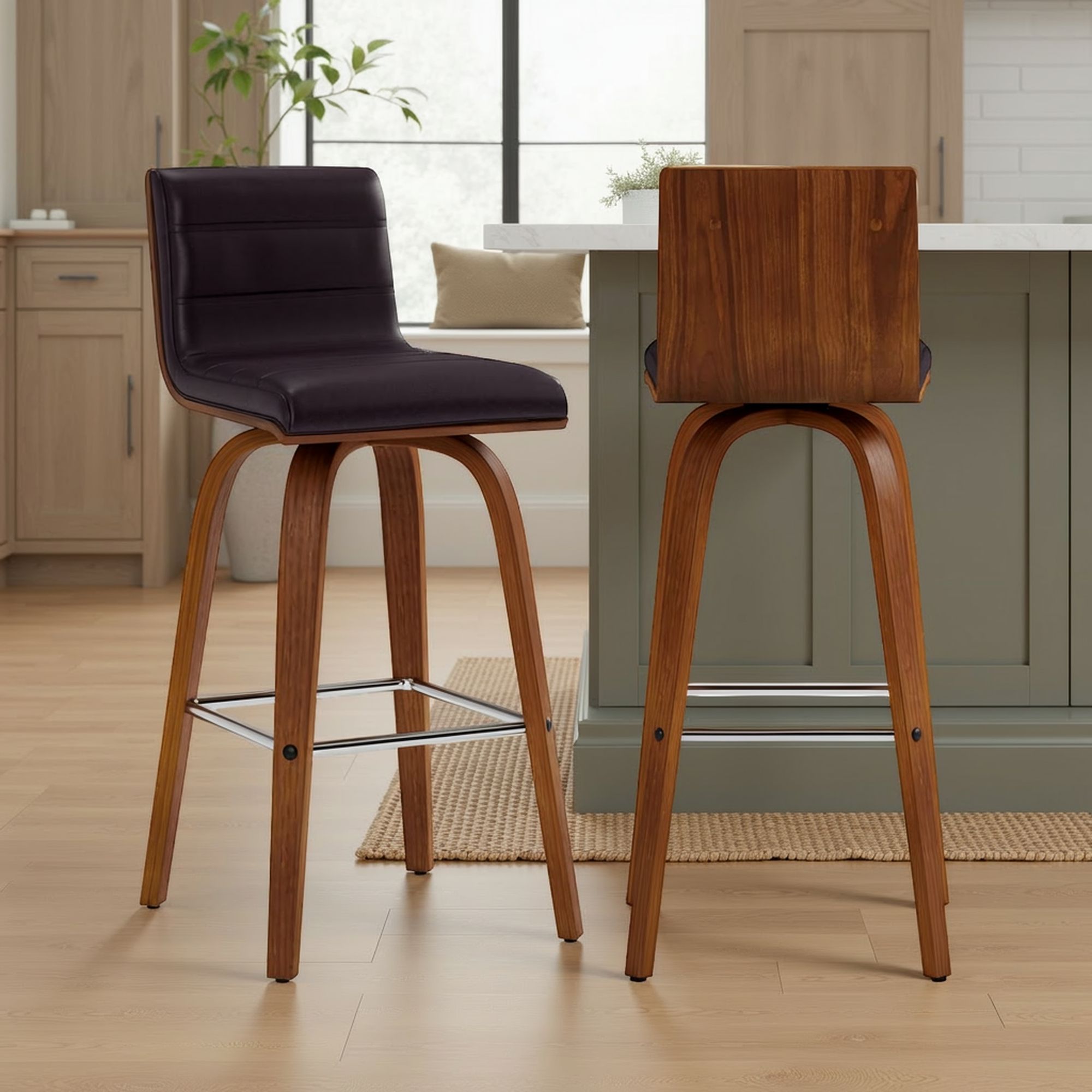 Vienna - 26" Swivel Counter Stool - Walnut Wood