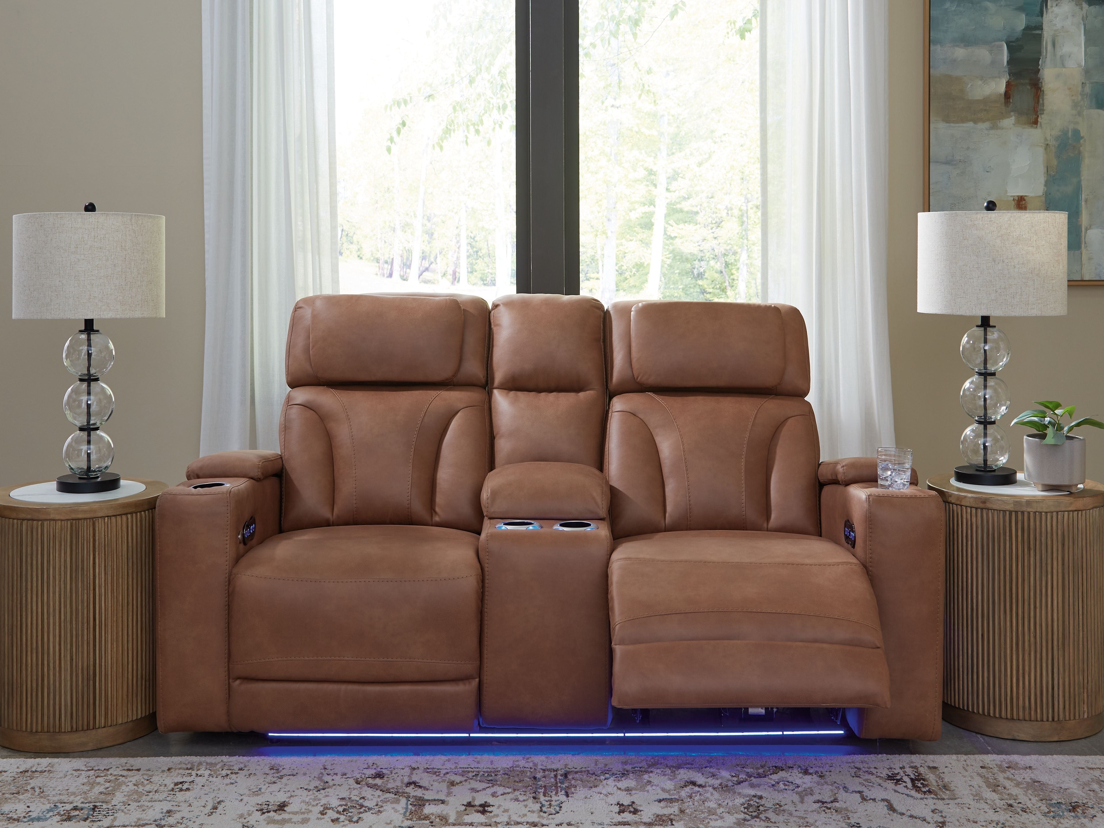 Clean-Slate - Power Reclining Loveseat With Console / Adj Headrest - Caramel