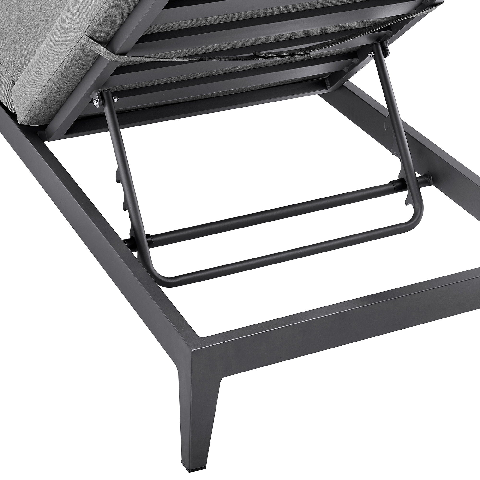 Menorca - Outdoor Patio Adjustable Chaise Lounge Chair In Aluminum With Gray Cushions