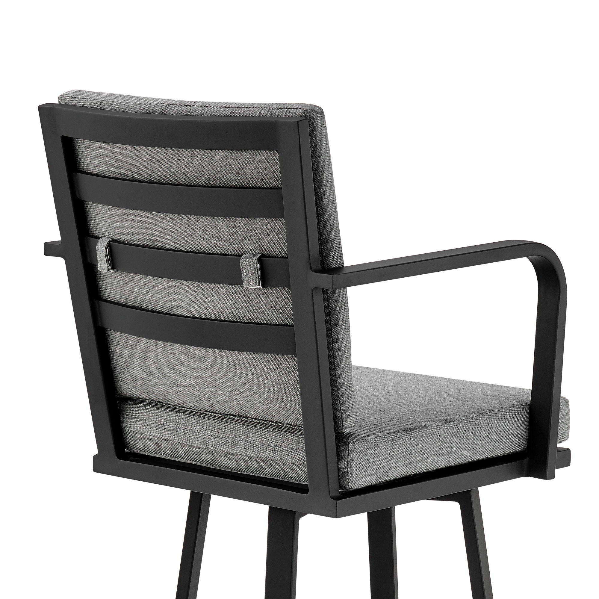 Arnauld - 30" Outdoor Patio Bar Stool With Cushions - Black / Gray