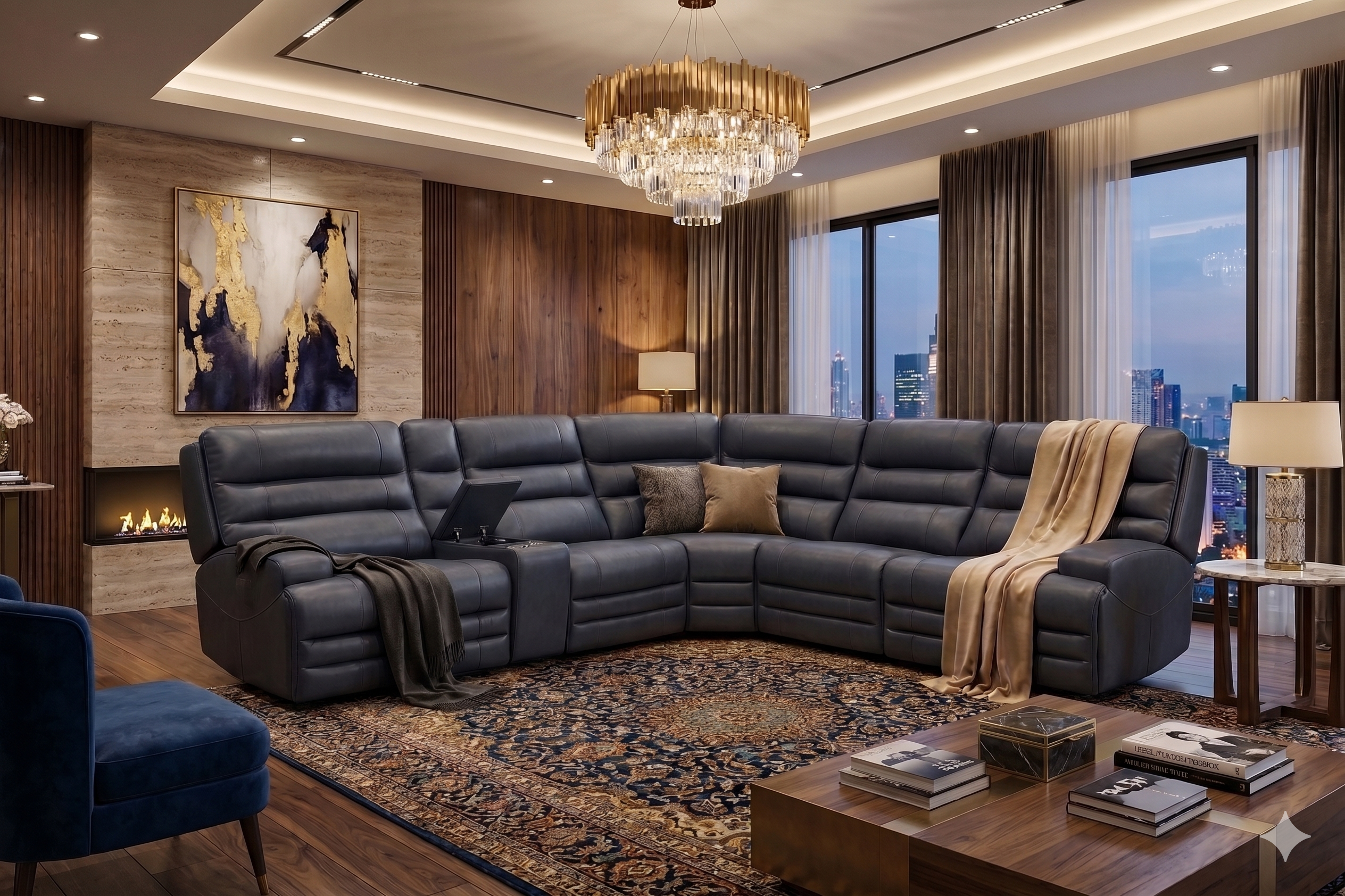 Cabalynn Mega CMS U99033M - 6pc Pwr Reclining Sectional - Cheers