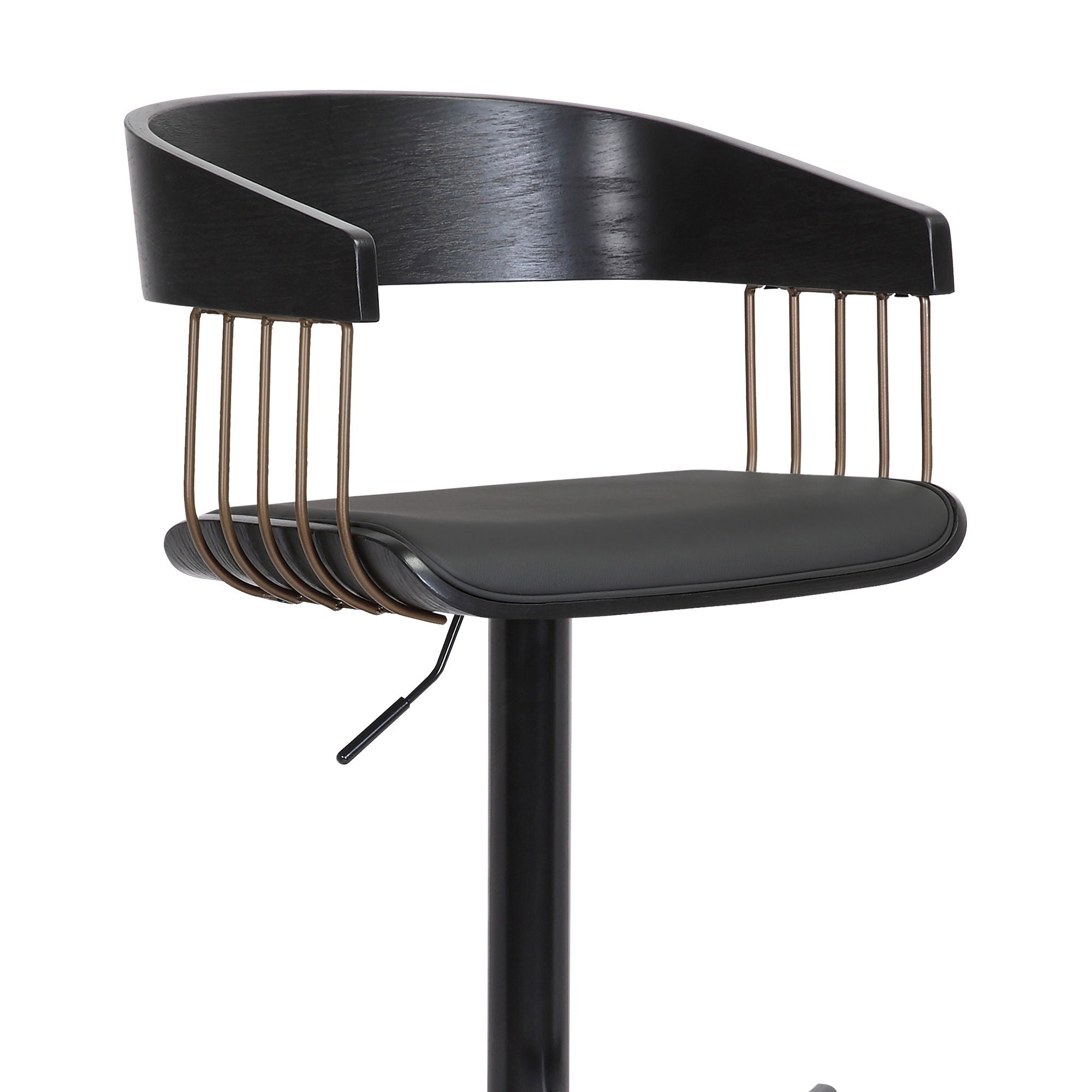 Larisa - Adjustable Black Bar Stool - Black / Golden Bronze