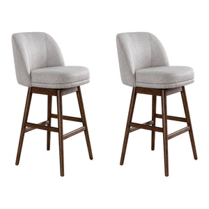Sadie - Solid Wood Upholstered 30" Bar Height Swivel Barstool