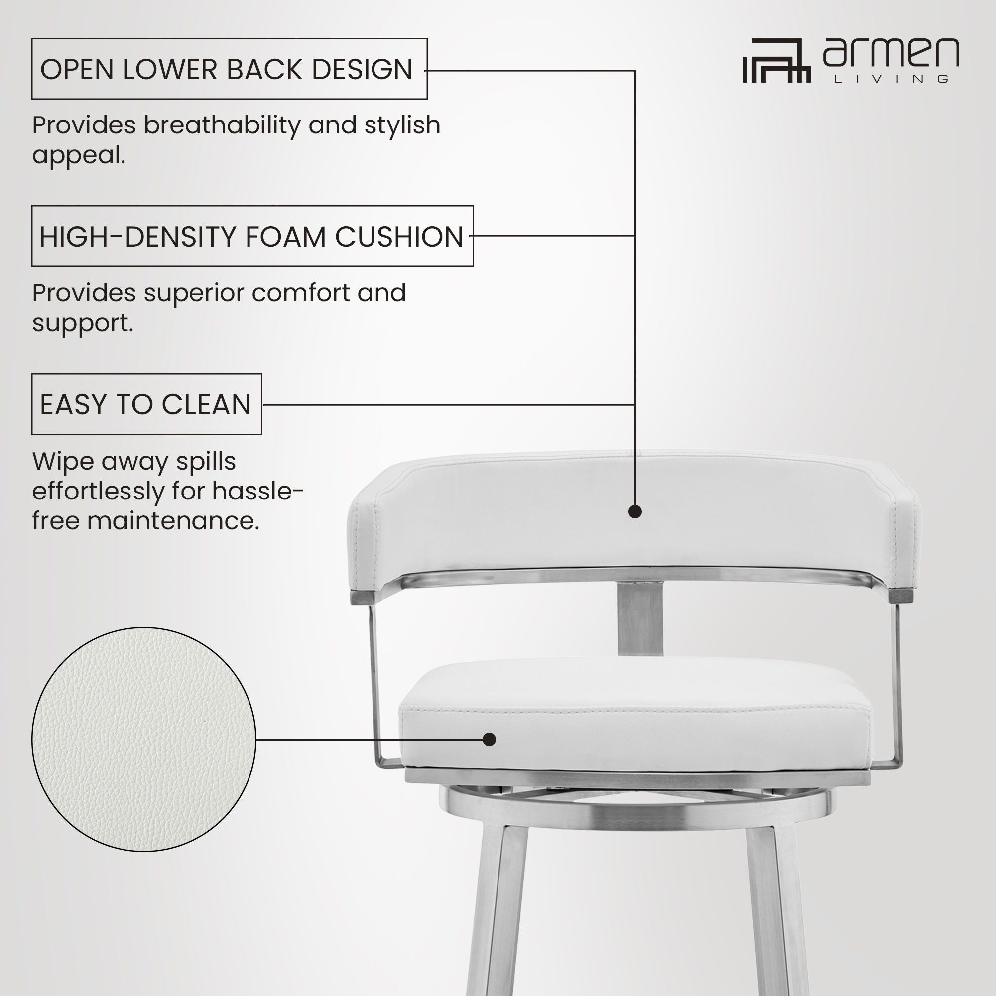 Lorin - Stainless Steel Swivel Bar Stool