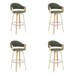 Daxton - Swivel Bar Height Round Back Wood Bar Stool With Faux Leather Seat