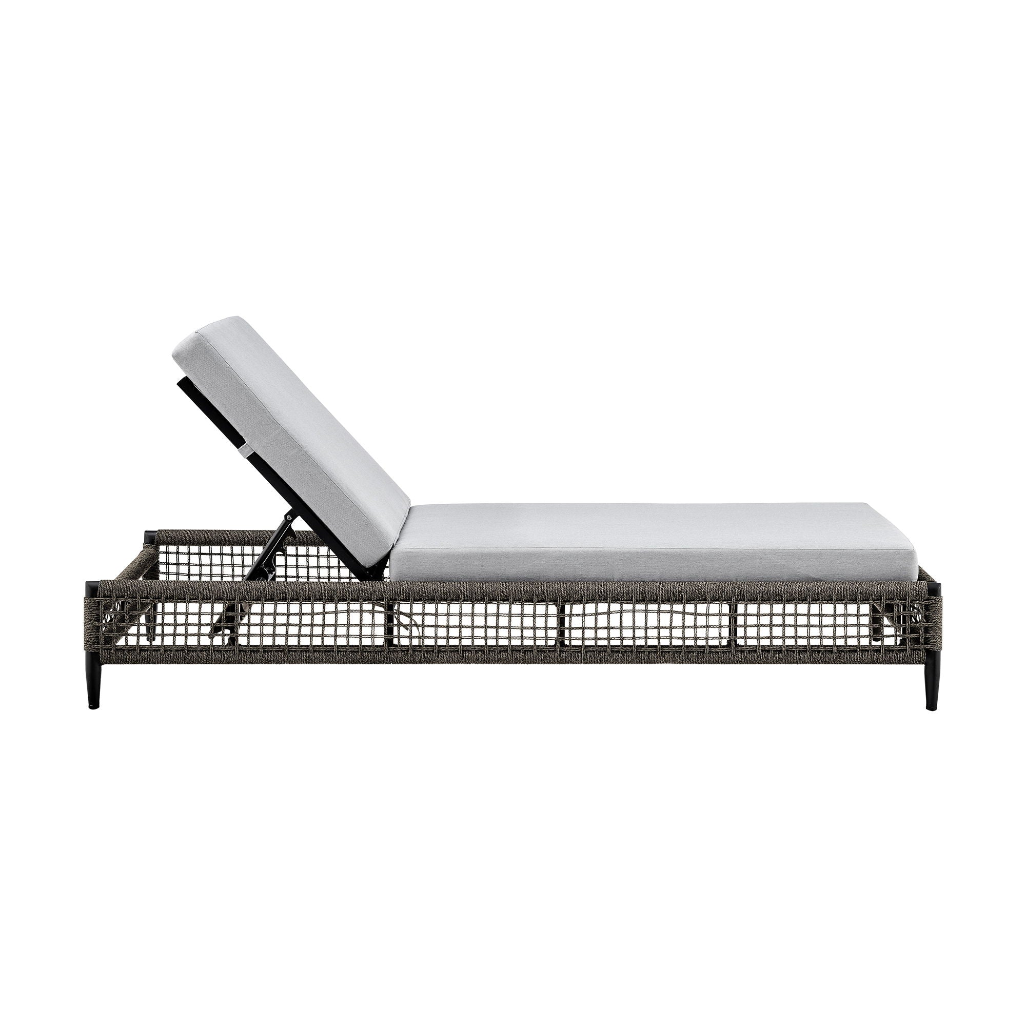 Alegria - Outdoor Patio Adjustable Chaise Lounge Chair In Aluminum With Gray Rope And Cushions