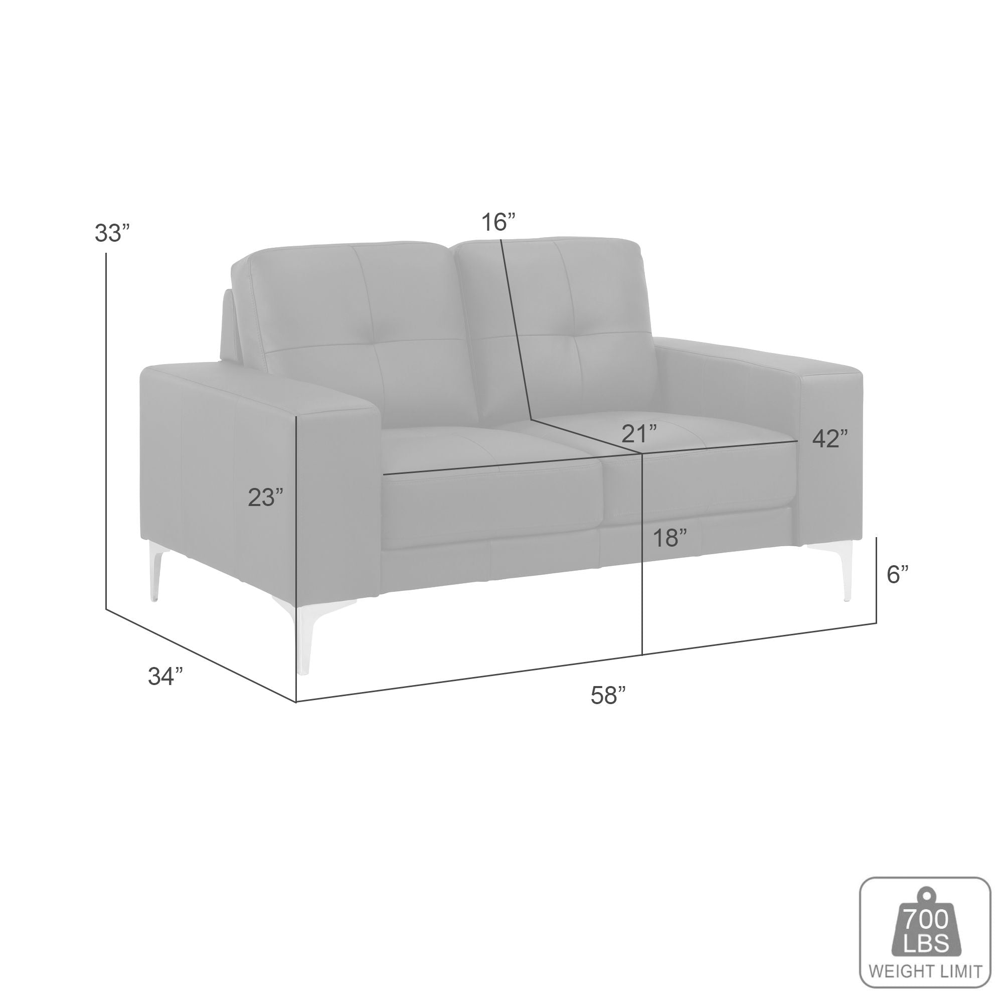 Faelin - Leather Loveseat With Tufted Back