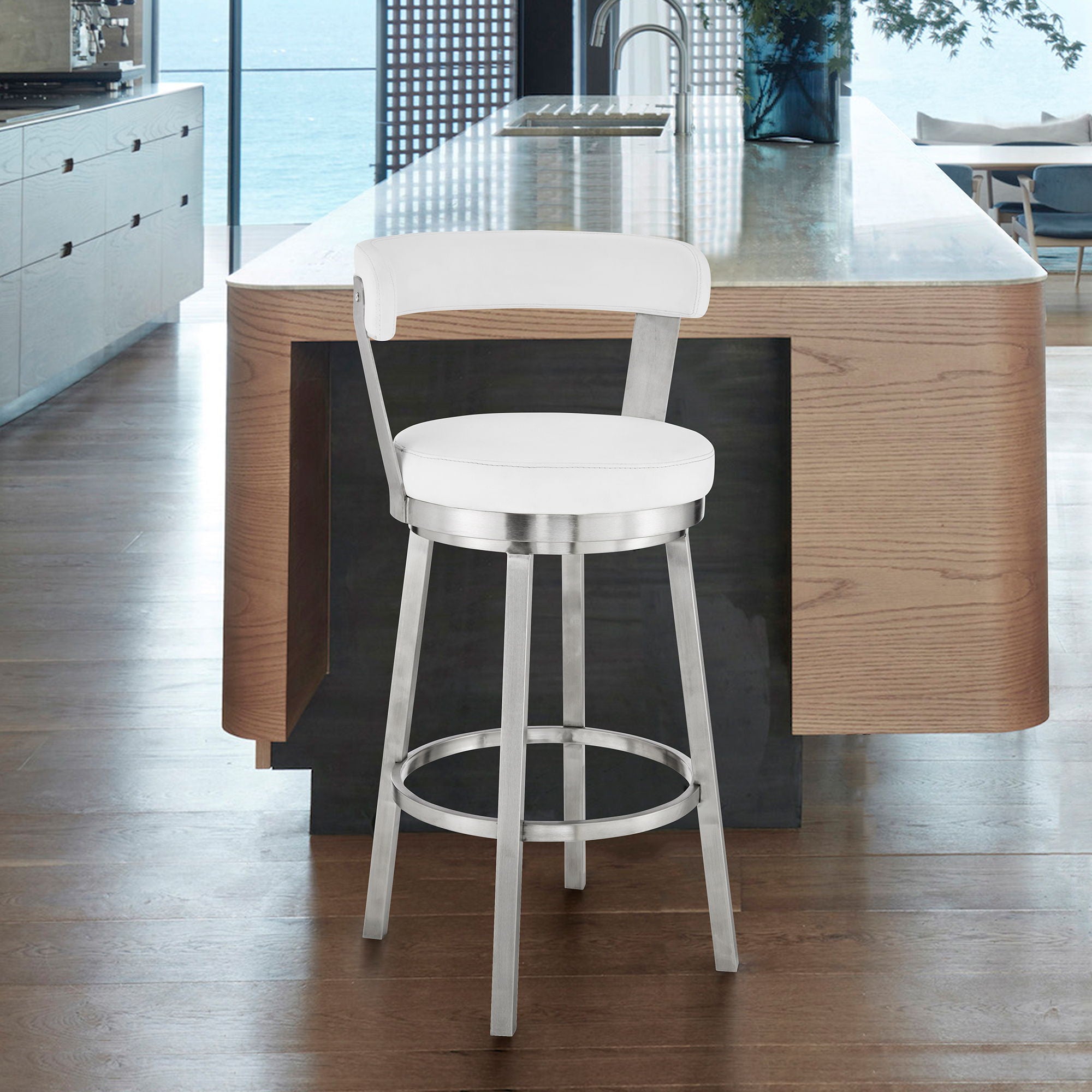 Bryant - Swivel Bar Stool With Silver Frame
