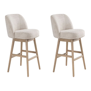 Sadie - Solid Wood Upholstered 30" Bar Height Swivel Barstool
