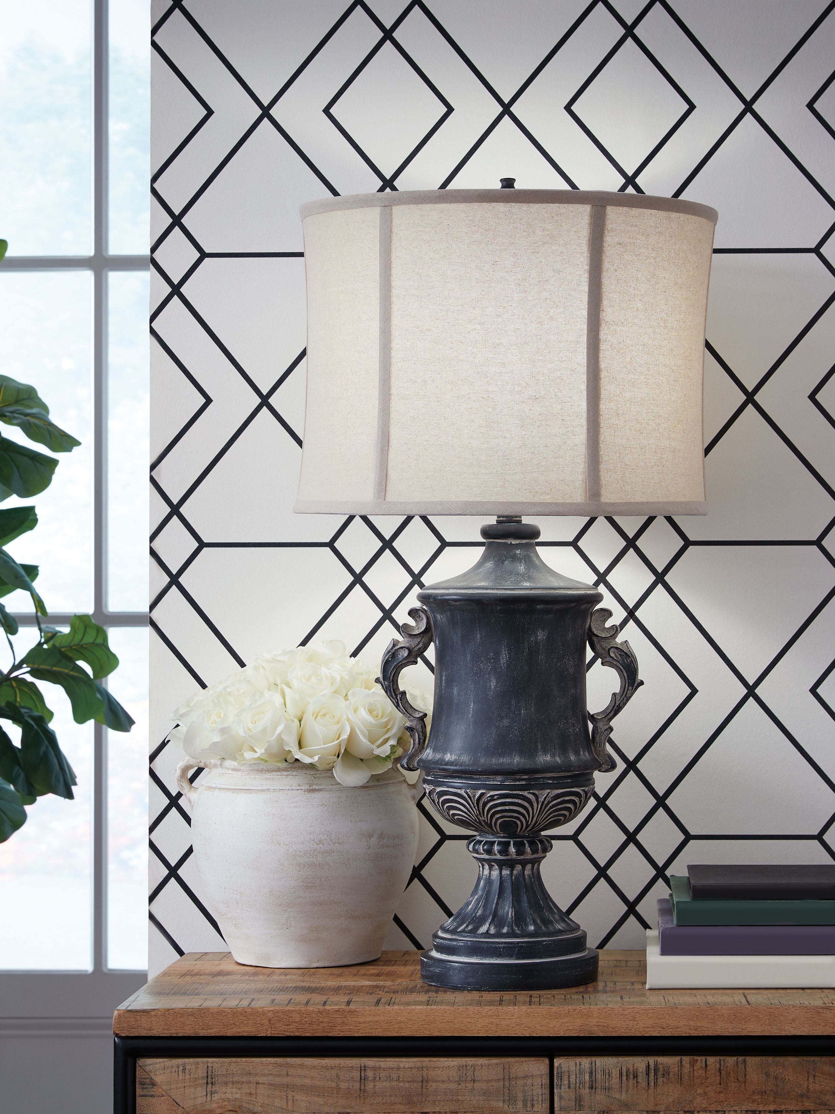 Morvanford - Poly Table Lamp - Antique Black