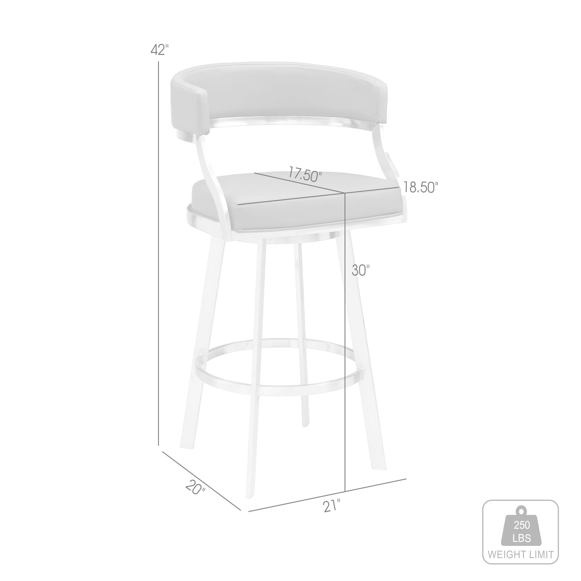 Dione - Swivel Faux Leather And Brushed Stainless Steel Bar Stool