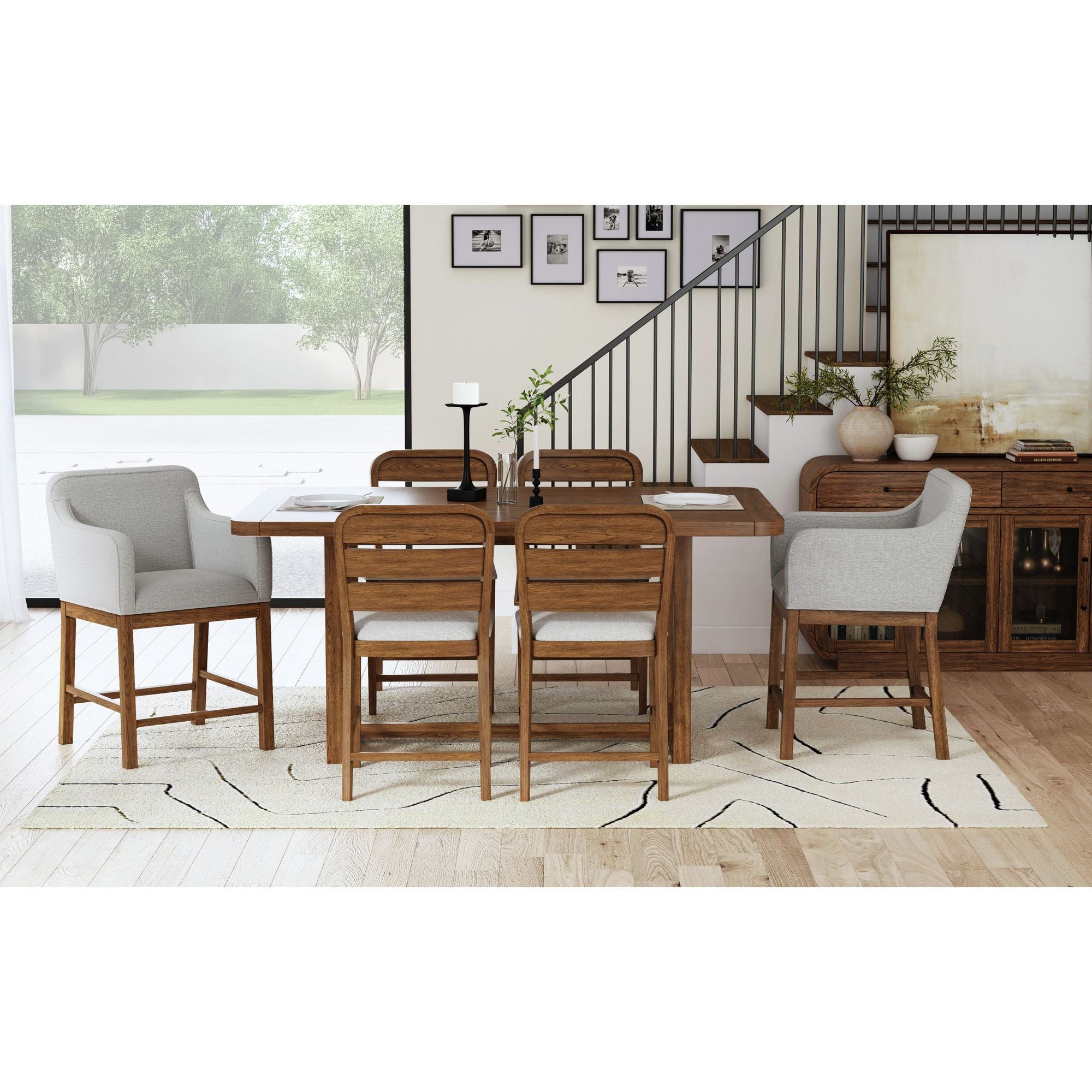 Glinda - Upholstered Fabric Counter Chair (Set of 2) - Brown / Light Gray