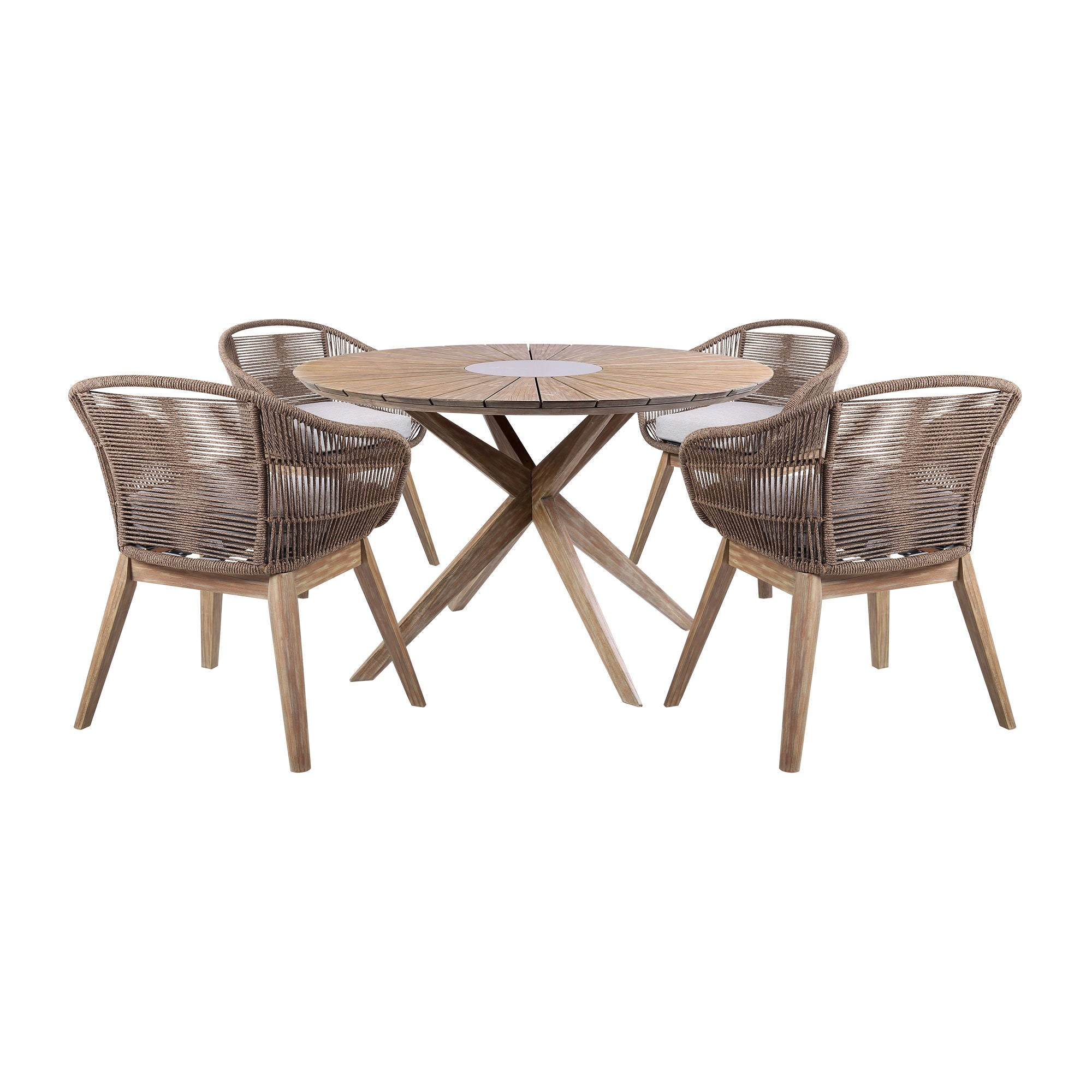 Oasis Tutti Frutti - 5 Piece Outdoor Patio Round Dining Set - Eucalyptus / Truffle