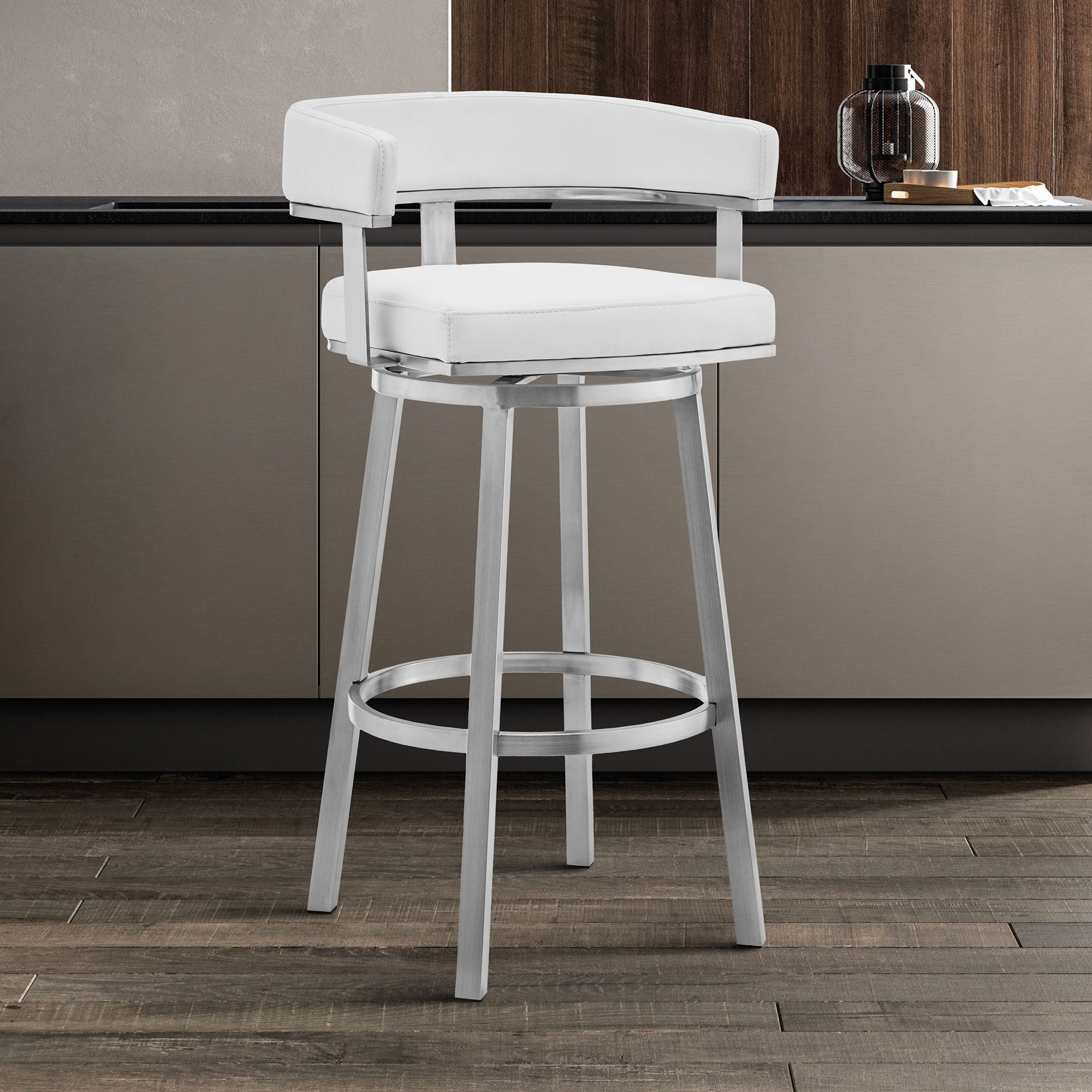 Cohen - Brushed Stainless Steel Swivel Bar Stool
