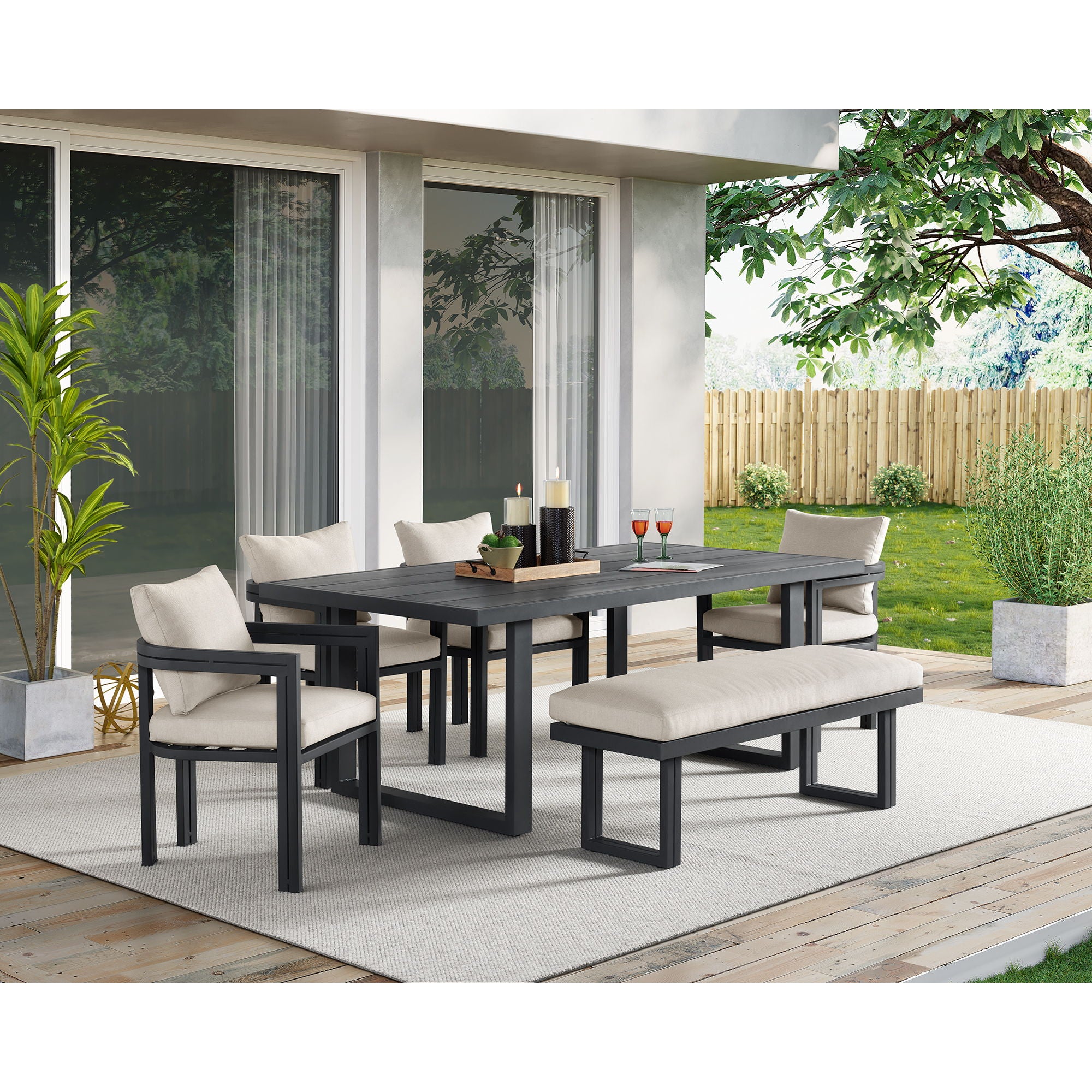 Playa - Dining Table - Dark Gray / Beige