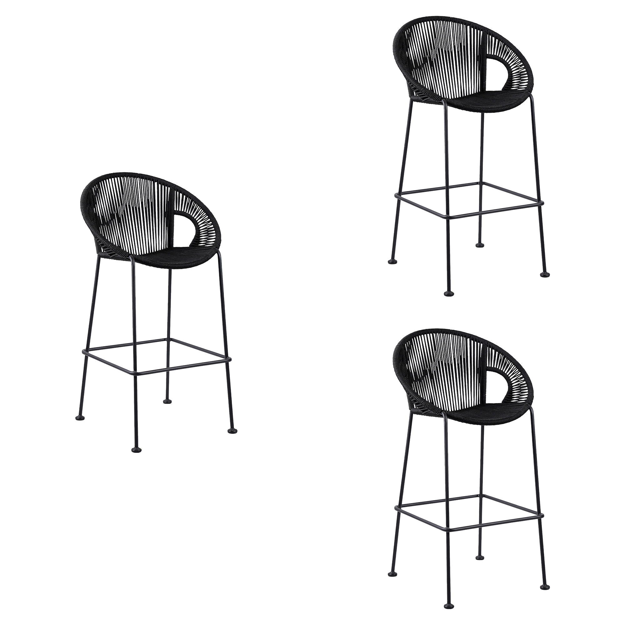 Acapulco - Indoor Outdoor Steel Bar Stool With Rope Set