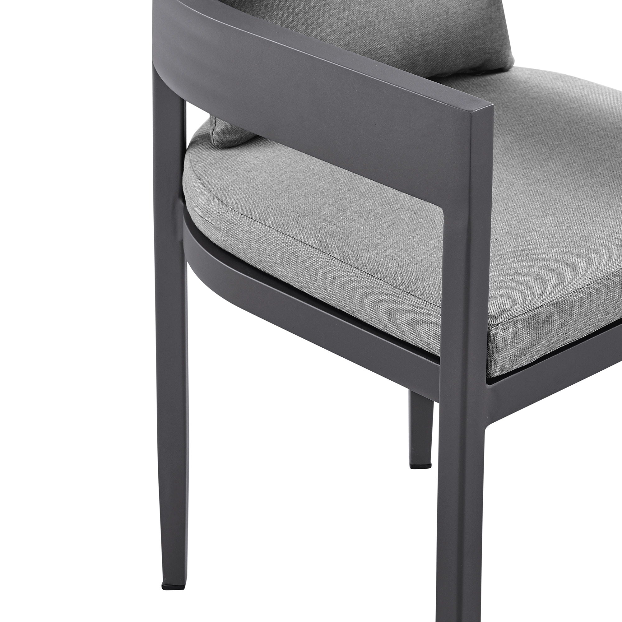 Menorca - Outdoor Patio Dining Chairs In Aluminum With Gray Cushions - (Set Of 2)