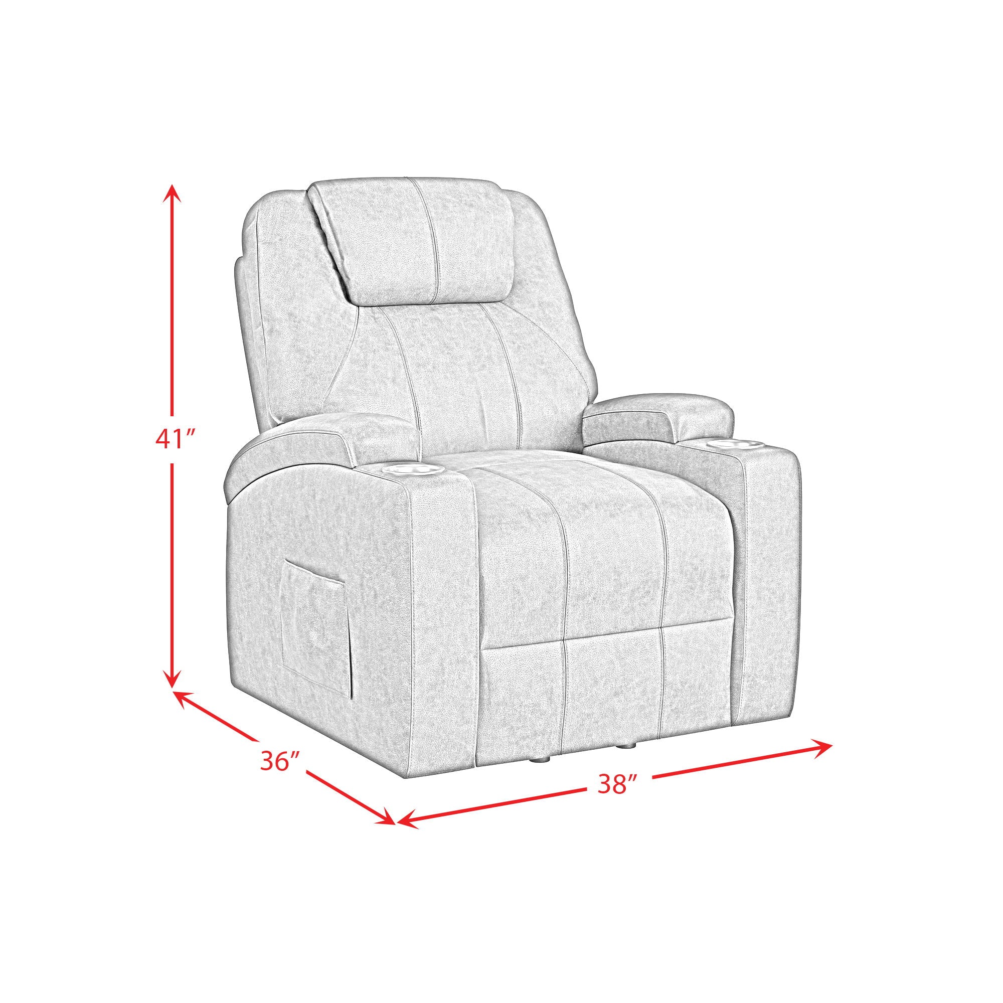 Kenmore - P1 Lift Chair With Heat Massage - Simba Dark Gray