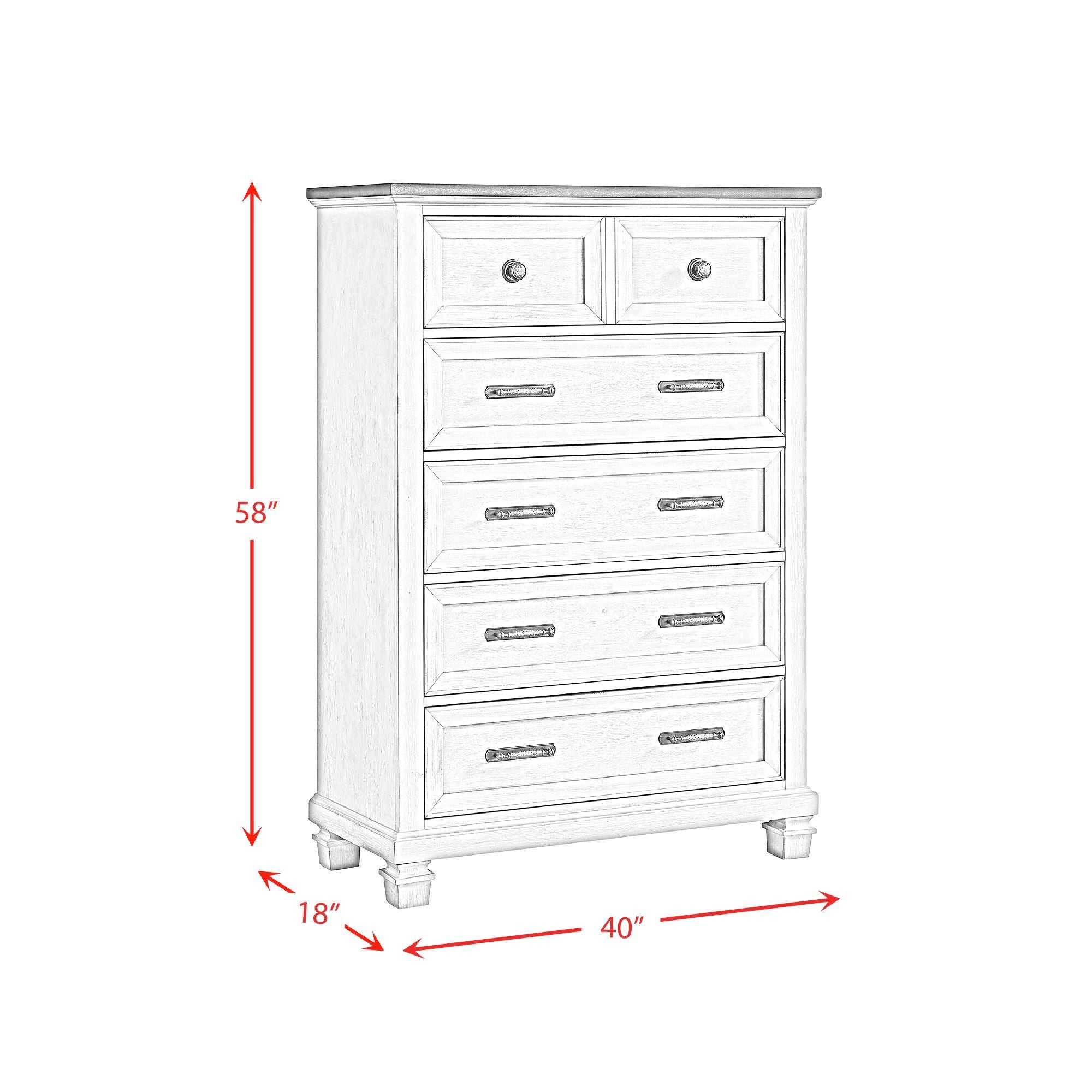 Farmington - 5 Drawer Chest - Medium Brown / Washed Stone