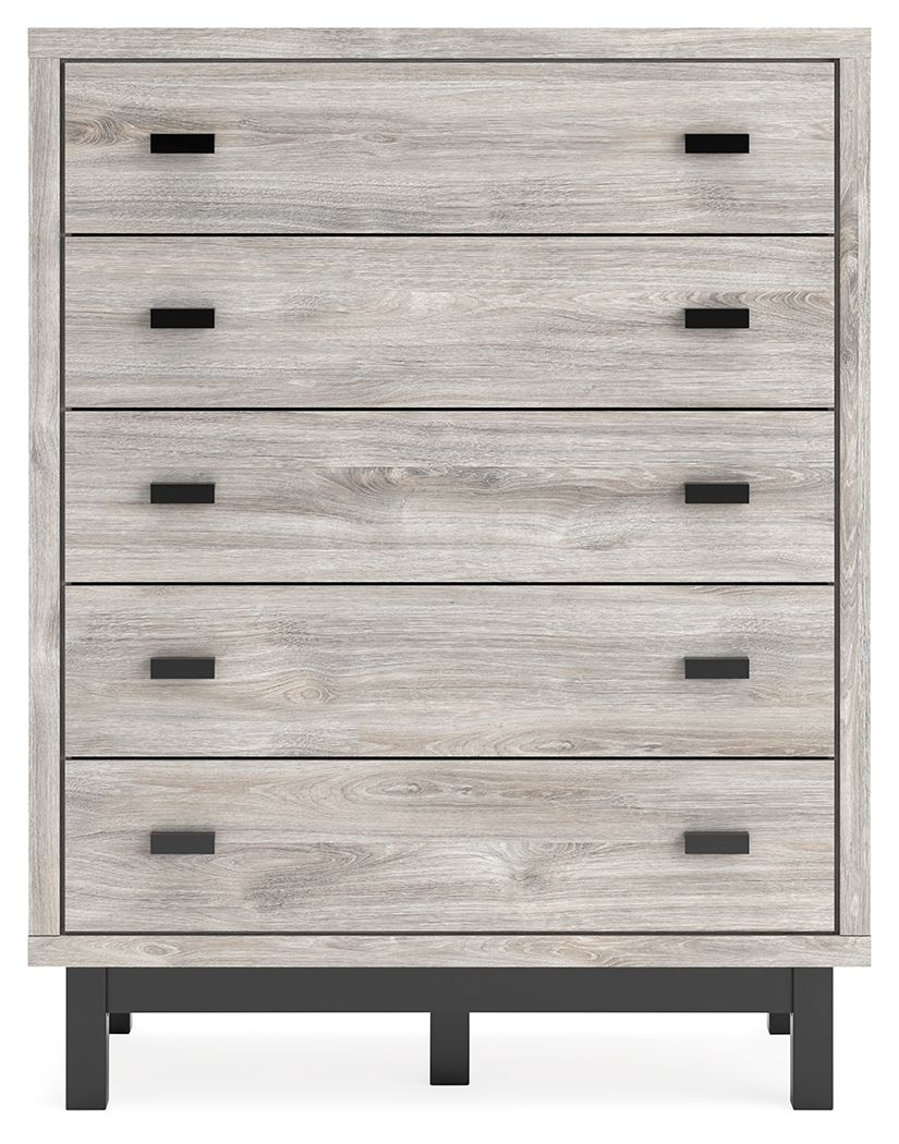 Vessalli - Five Drawer Wide Chest - Black / Gray