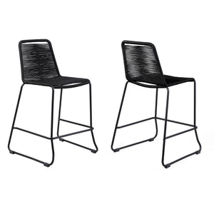 Shasta - 30" Outdoor Metal And Rope Stackable Barstool