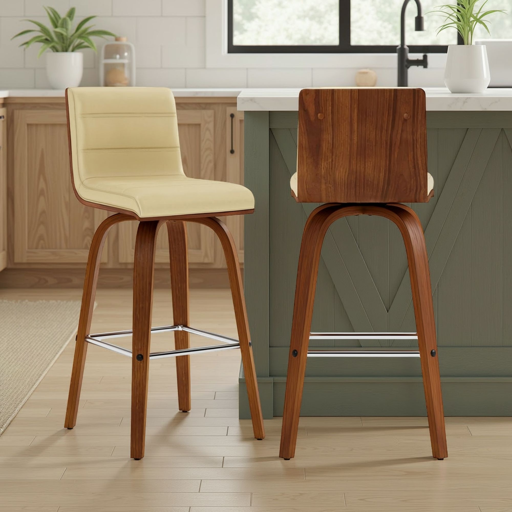 Vienna - 26" Swivel Counter Stool - Walnut Wood