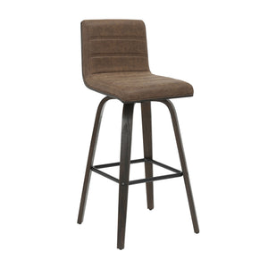Vienna - 39.5" Swivel Bar Height Square Back Wood Bar Stool With Faux Leather Seat