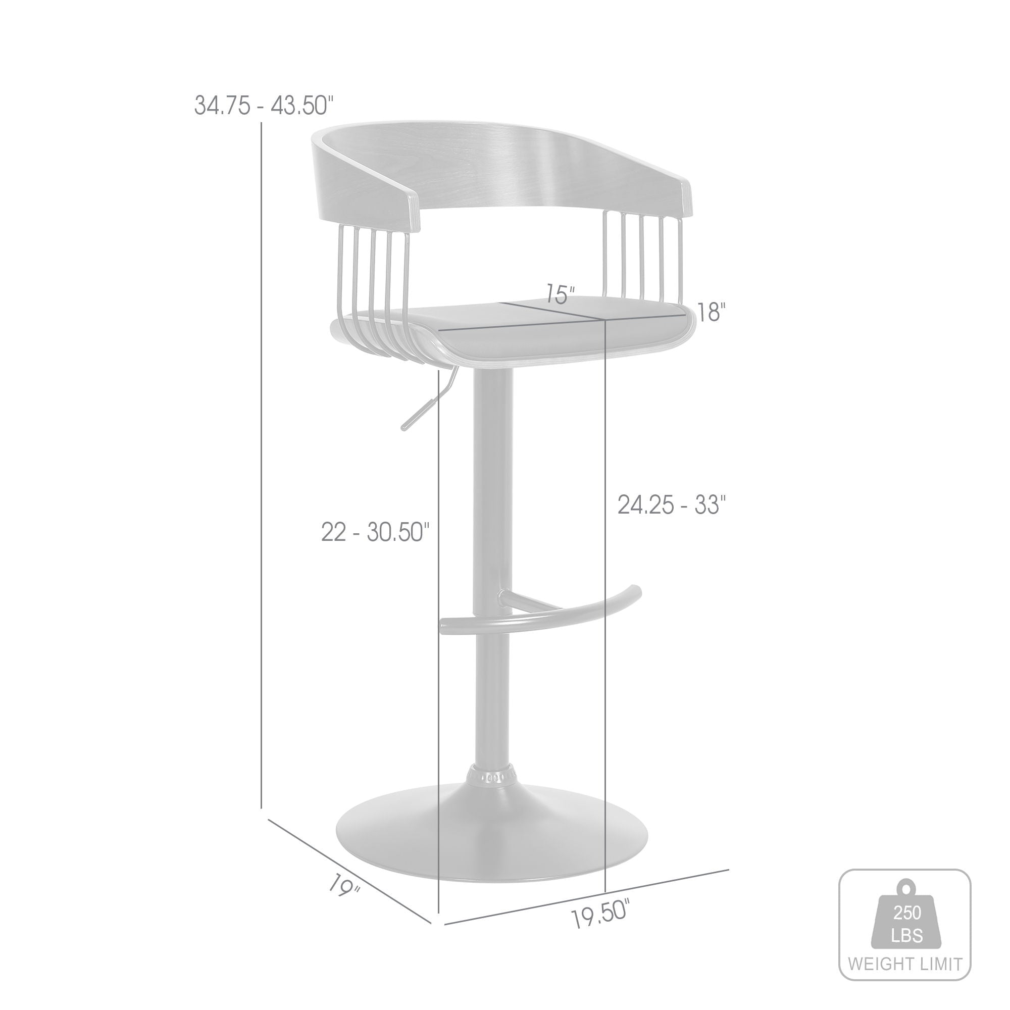 Larisa - Adjustable Walnut Wood Bar Stool