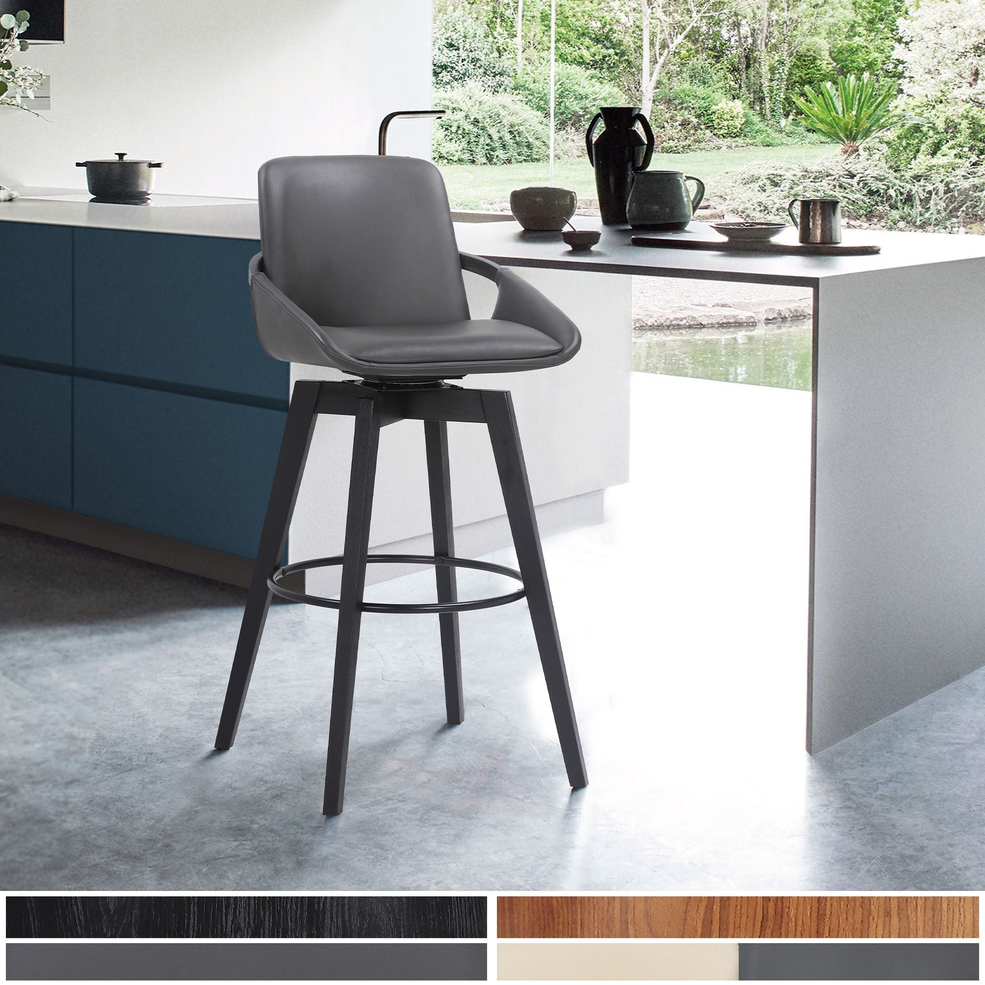 Baylor - Swivel Bar Stool With Black Frame