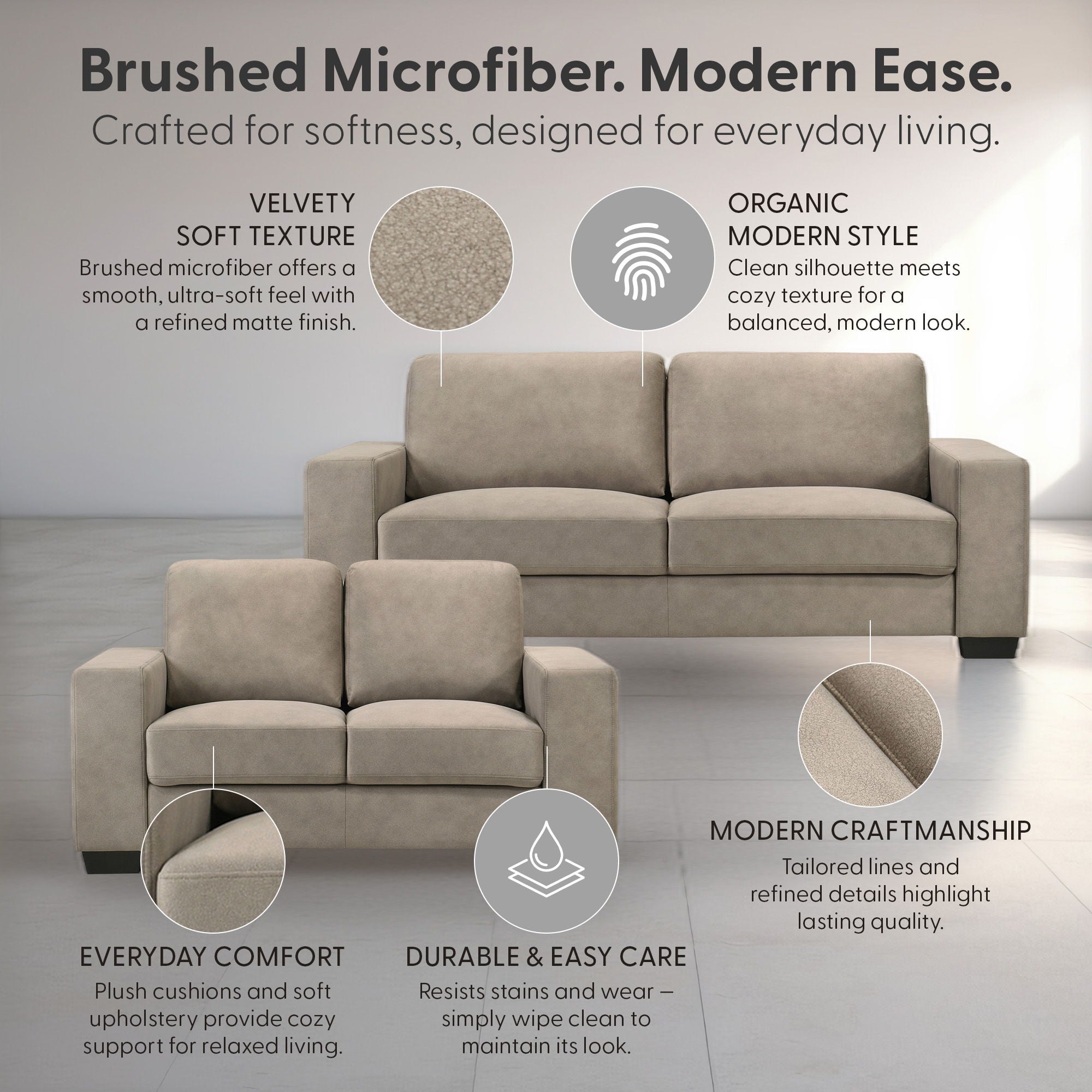 Yvonne - 2-Piece Living Room Set (Sofa & Loveseat)