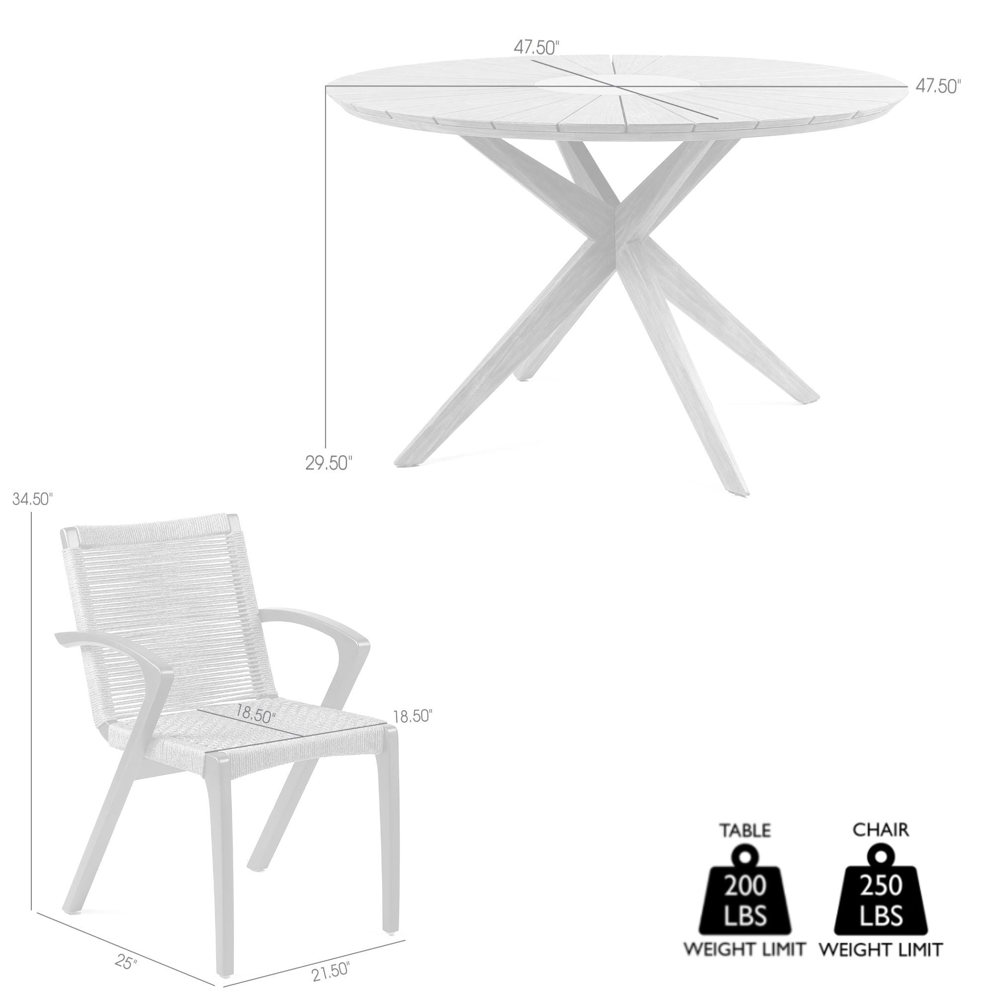 Oasis And Brielle - Outdoor 5 Piece Dining Set - Light Eucalyptus