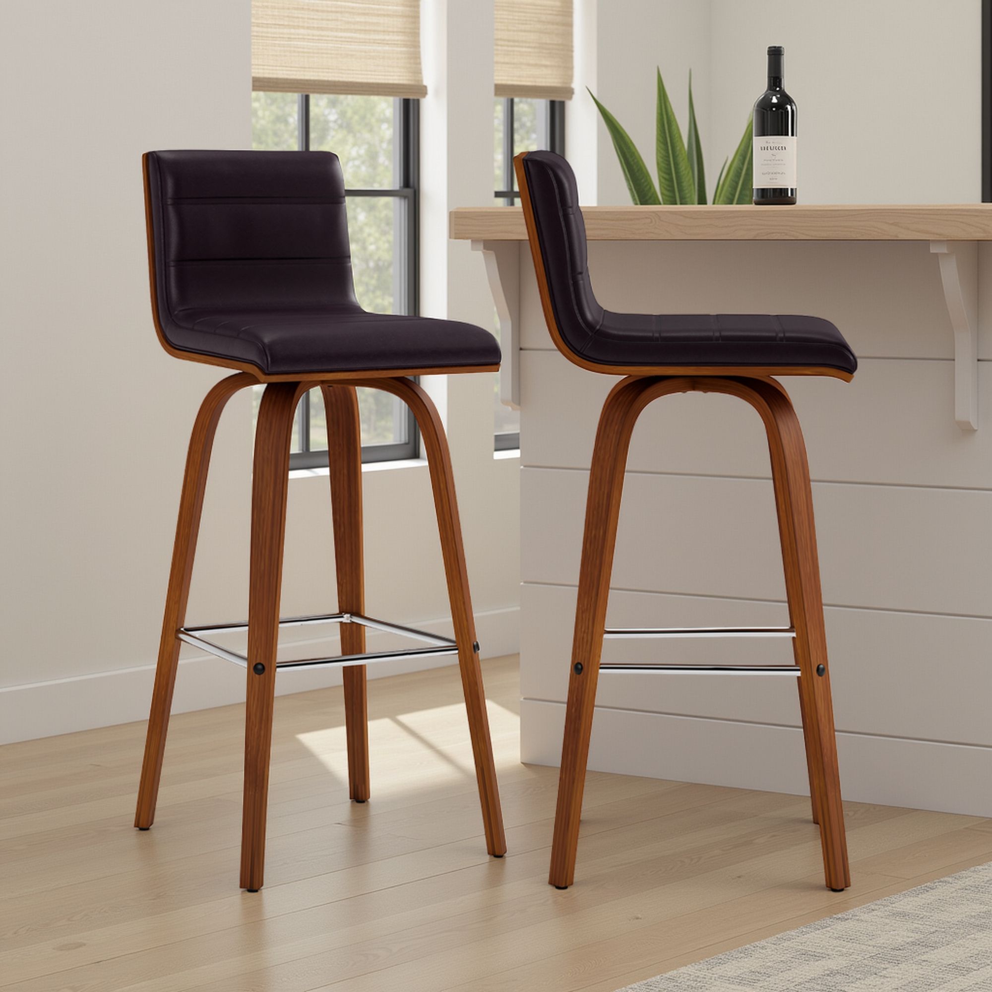 Vienna - 30" Swivel Bar Stool - Walnut Wood