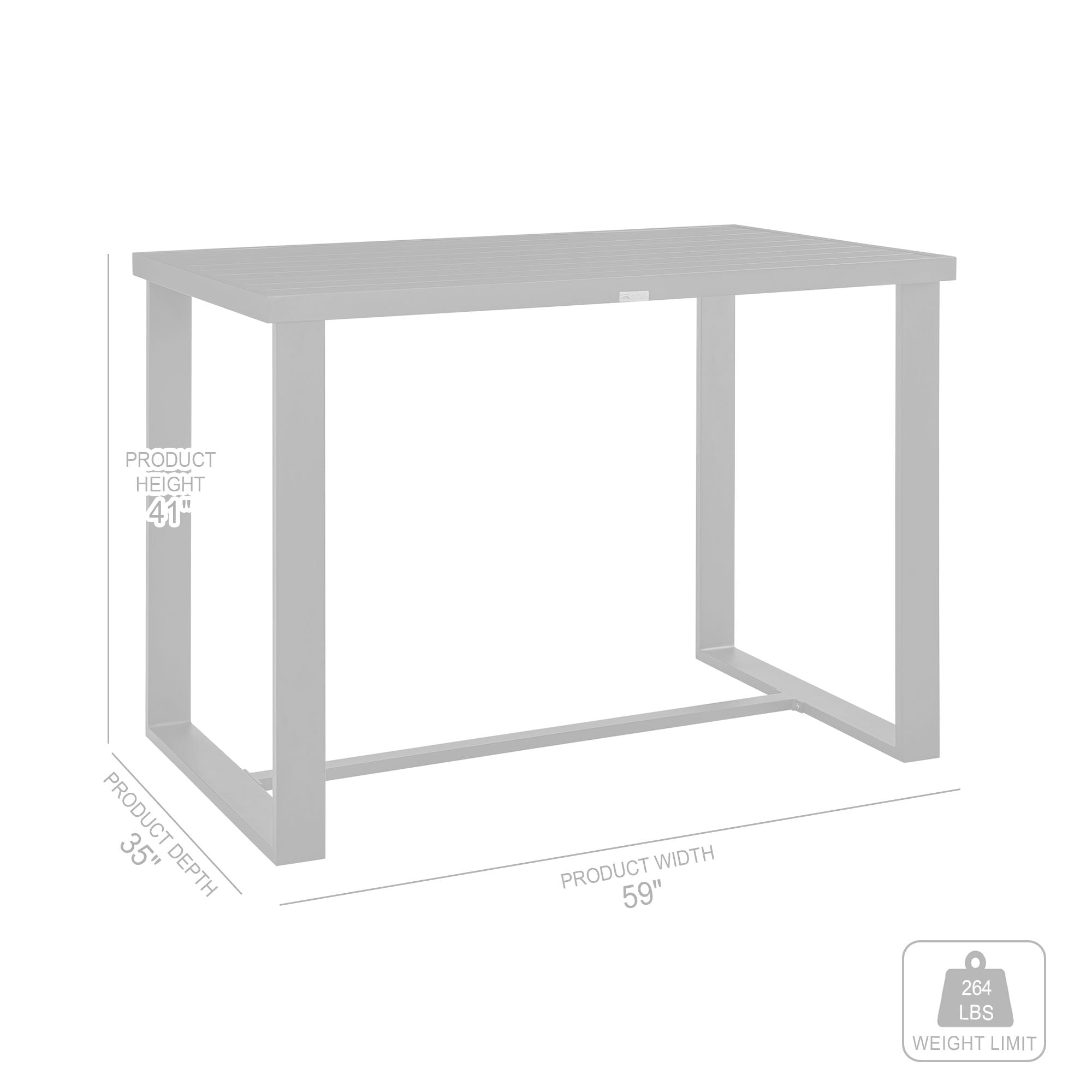 Alegria - Outdoor Patio Bar Height Dining Table In Aluminum