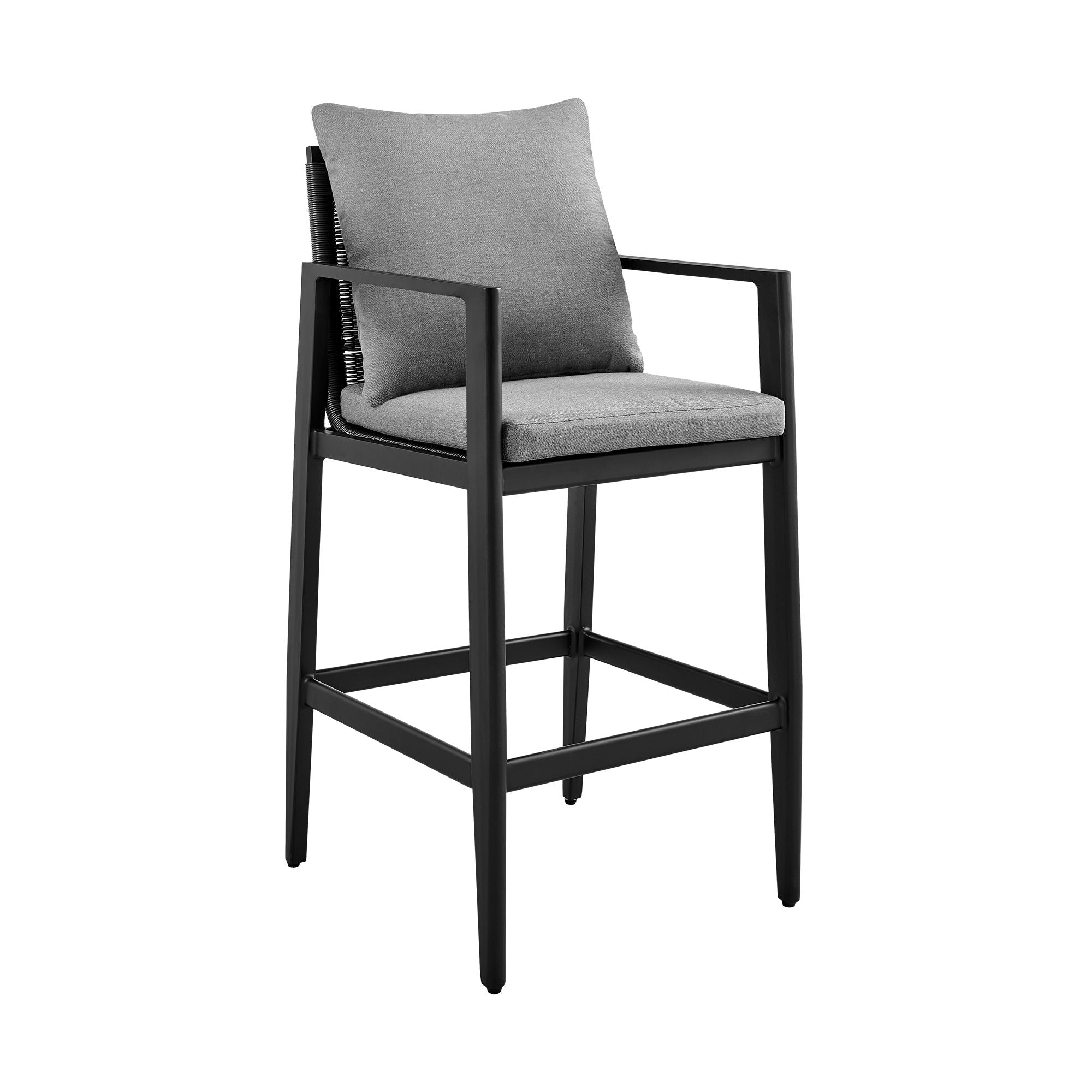 Cayman - Outdoor Patio Counter Height Bar Stool With Cushions - Gray
