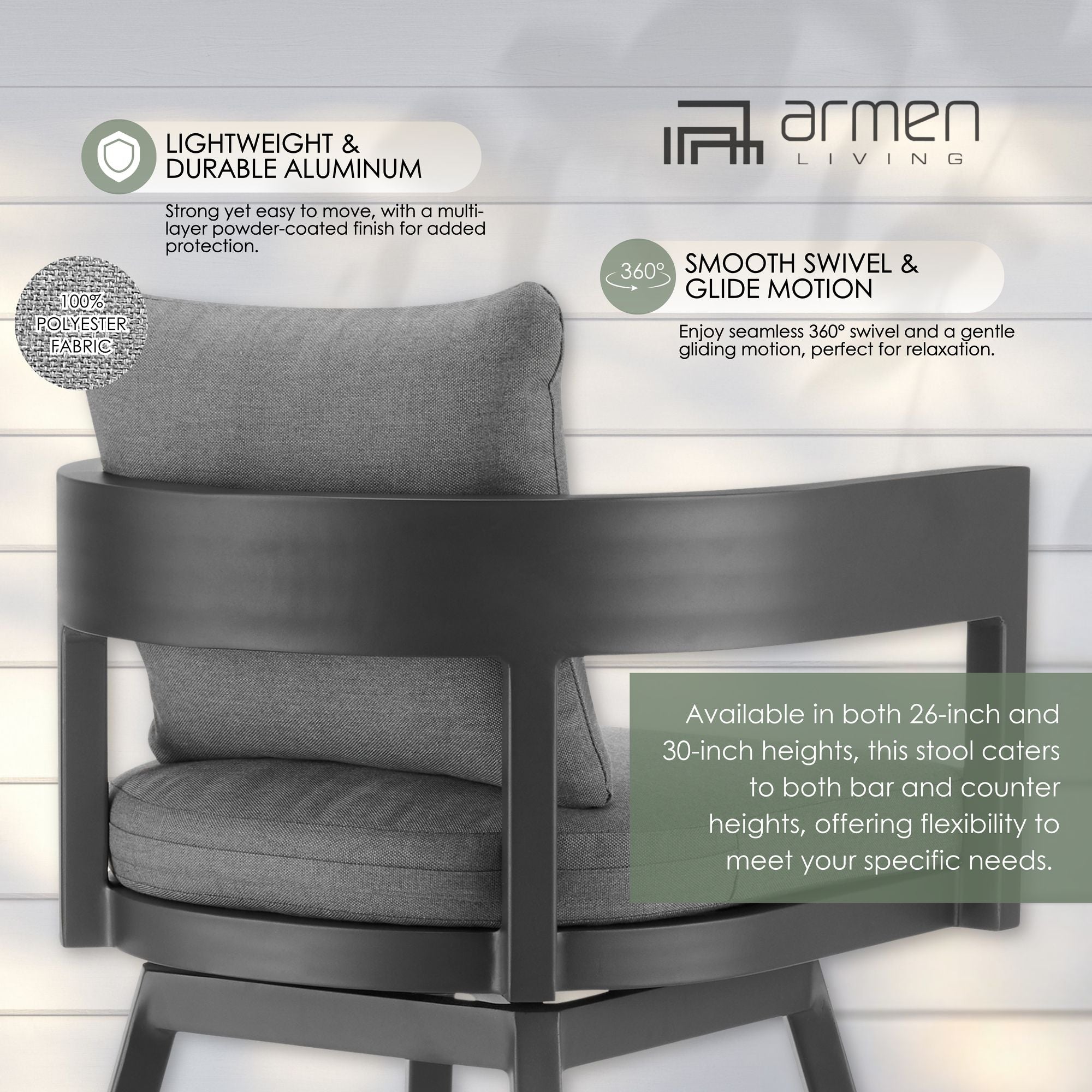Menorca - Outdoor Patio Swivel Bar Stool Set