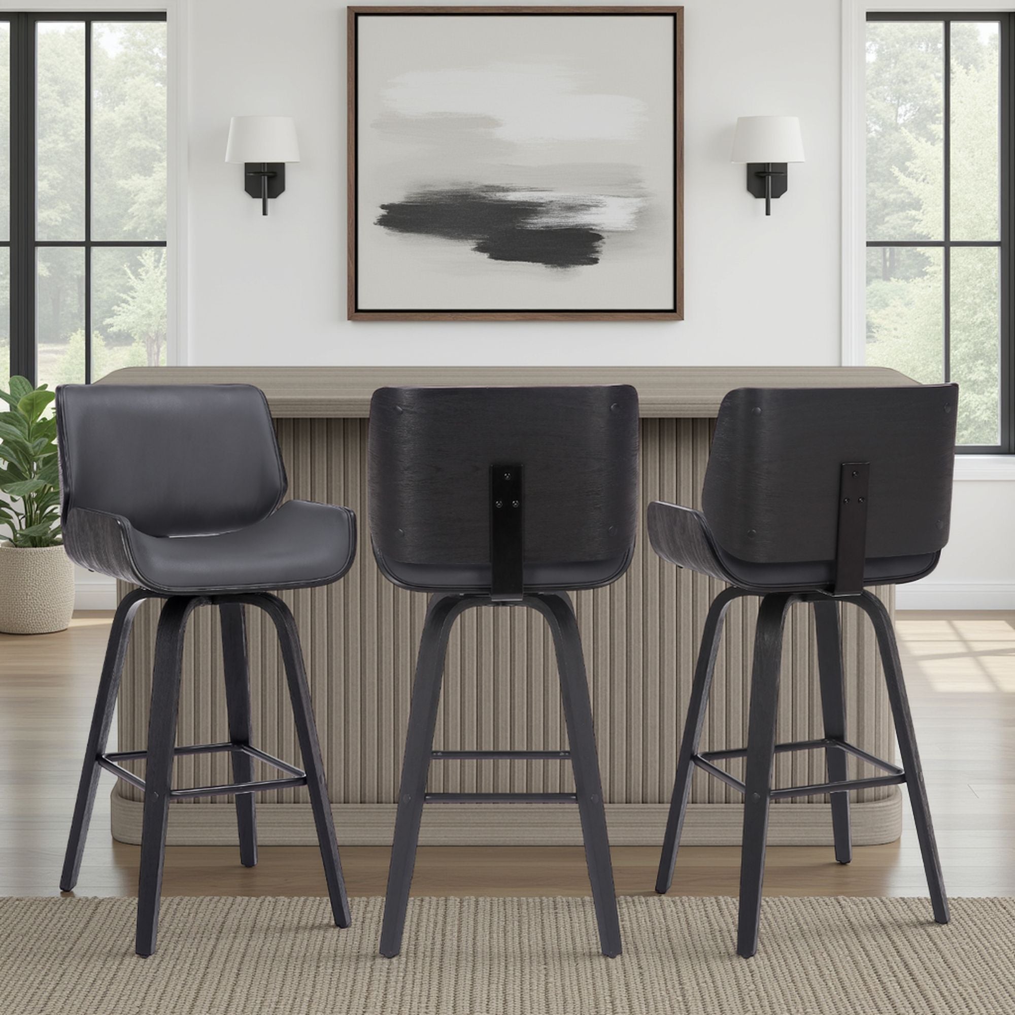 Tyler - 30" Bar Height Swivel Bar Stool With Black Frame