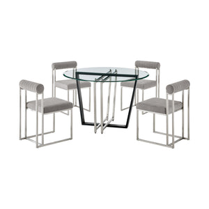 Devi Anastasia - Round Glass Dining Table Set