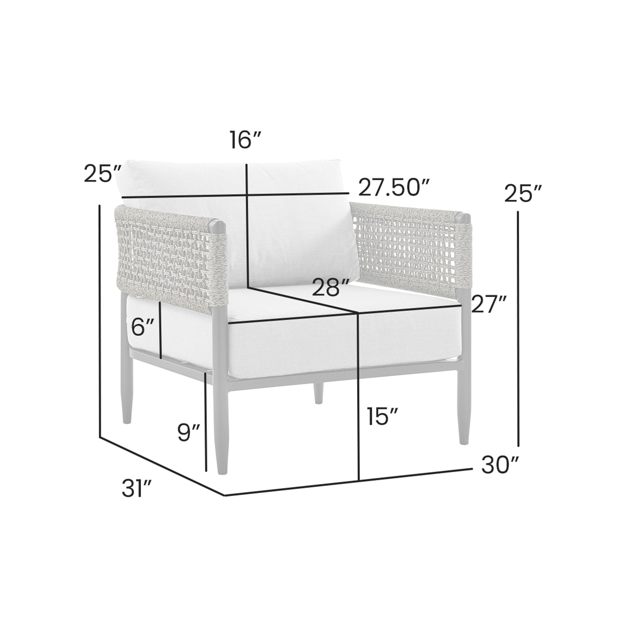 Alegria - Aluminum And Rope Outdoor Chair - Black / Gray