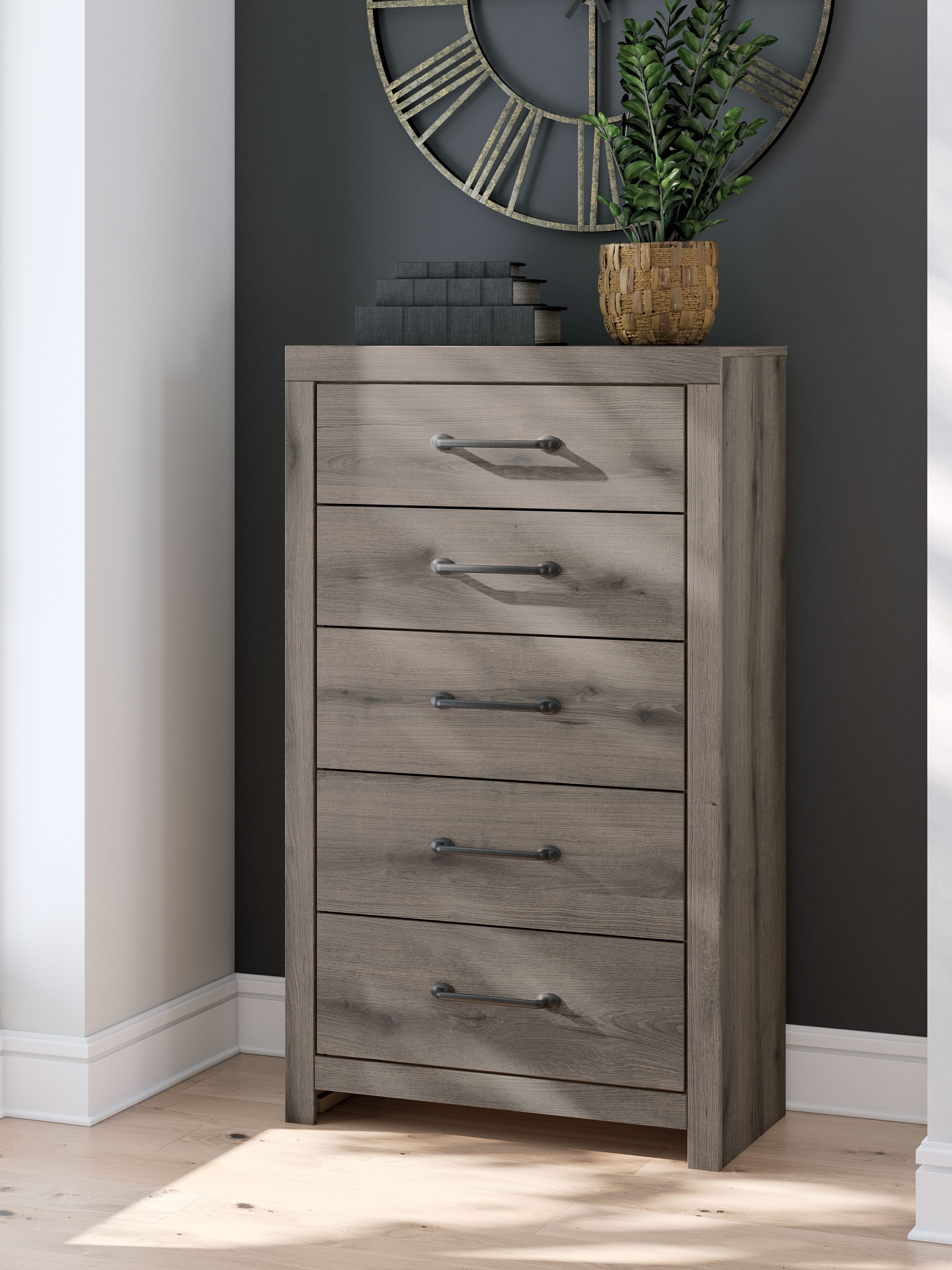 Graystorm - Five Drawer Chest - Brown Gray