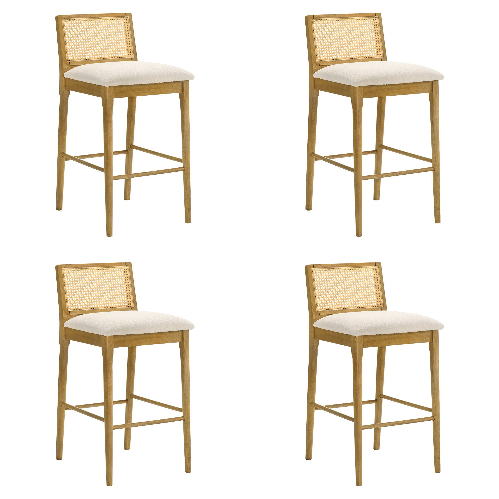 Tobias - Coastal Modern Wood Bar Height Kitchen Bar Stool